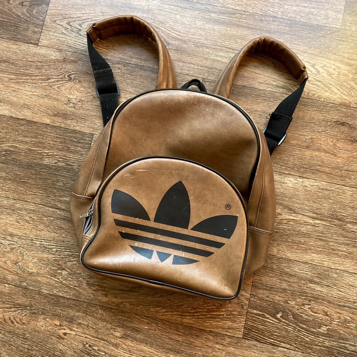 Adidas vintage brown leather bag clearance
