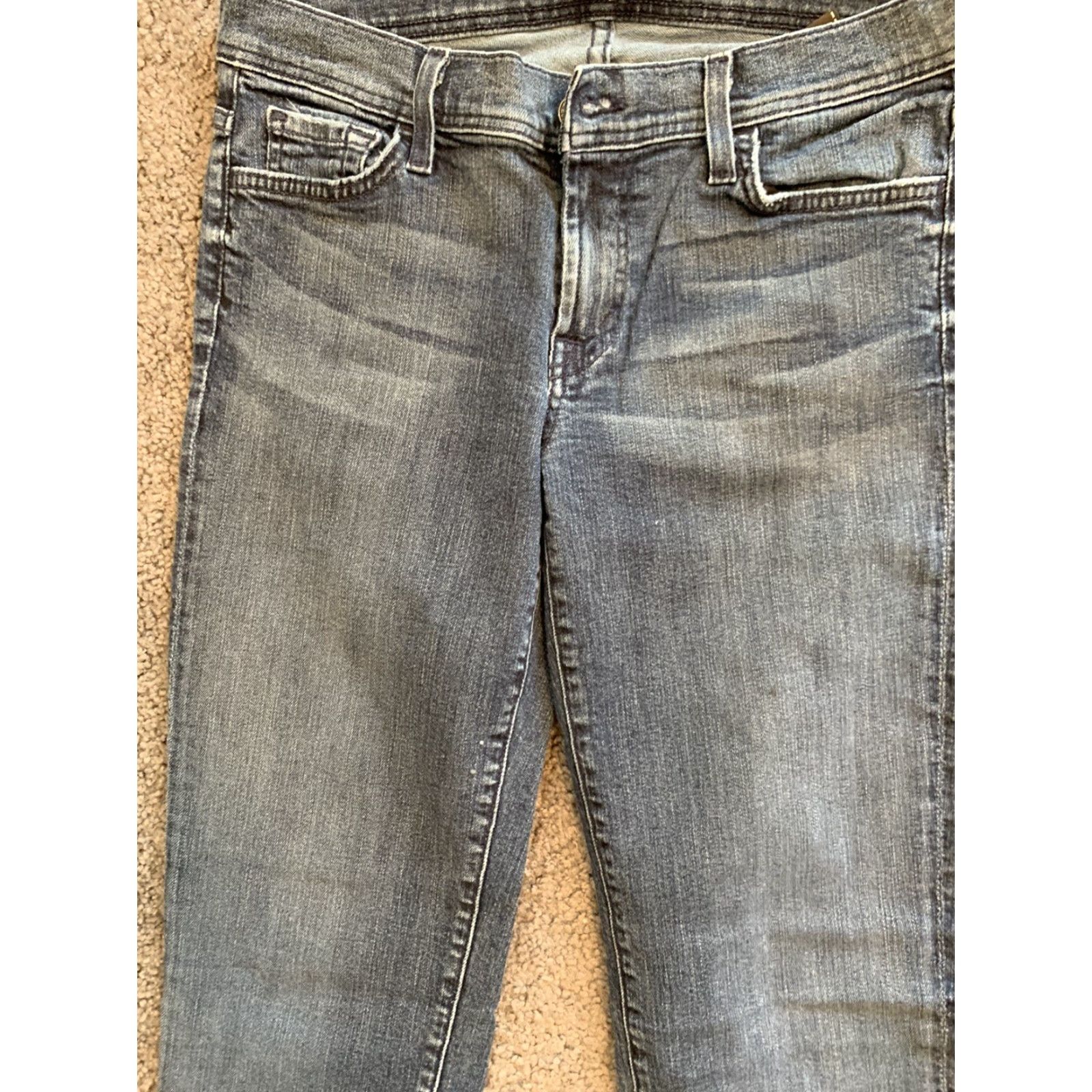 7 For All Mankind 7 For all Mankind Rocker Bootcut Jeans Women Sz 29 L30 Blue Distressed Size 29" - 5 Thumbnail