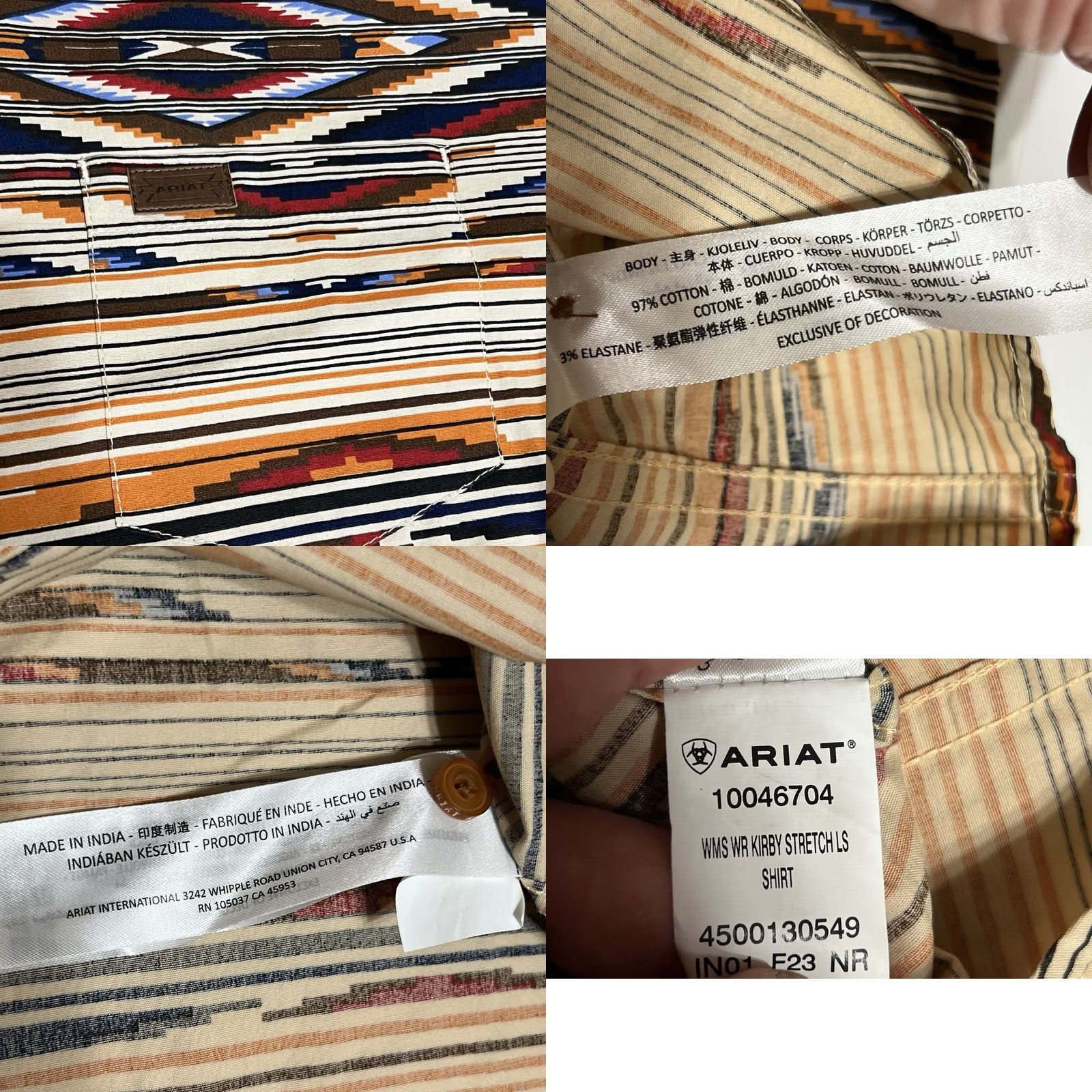 Ariat Ariat Womens Button Shirt XXL Western Aztec Long Sleeve Fitted Kirb y Size XXL / US 16-18 / IT 52-54 - 8 Thumbnail