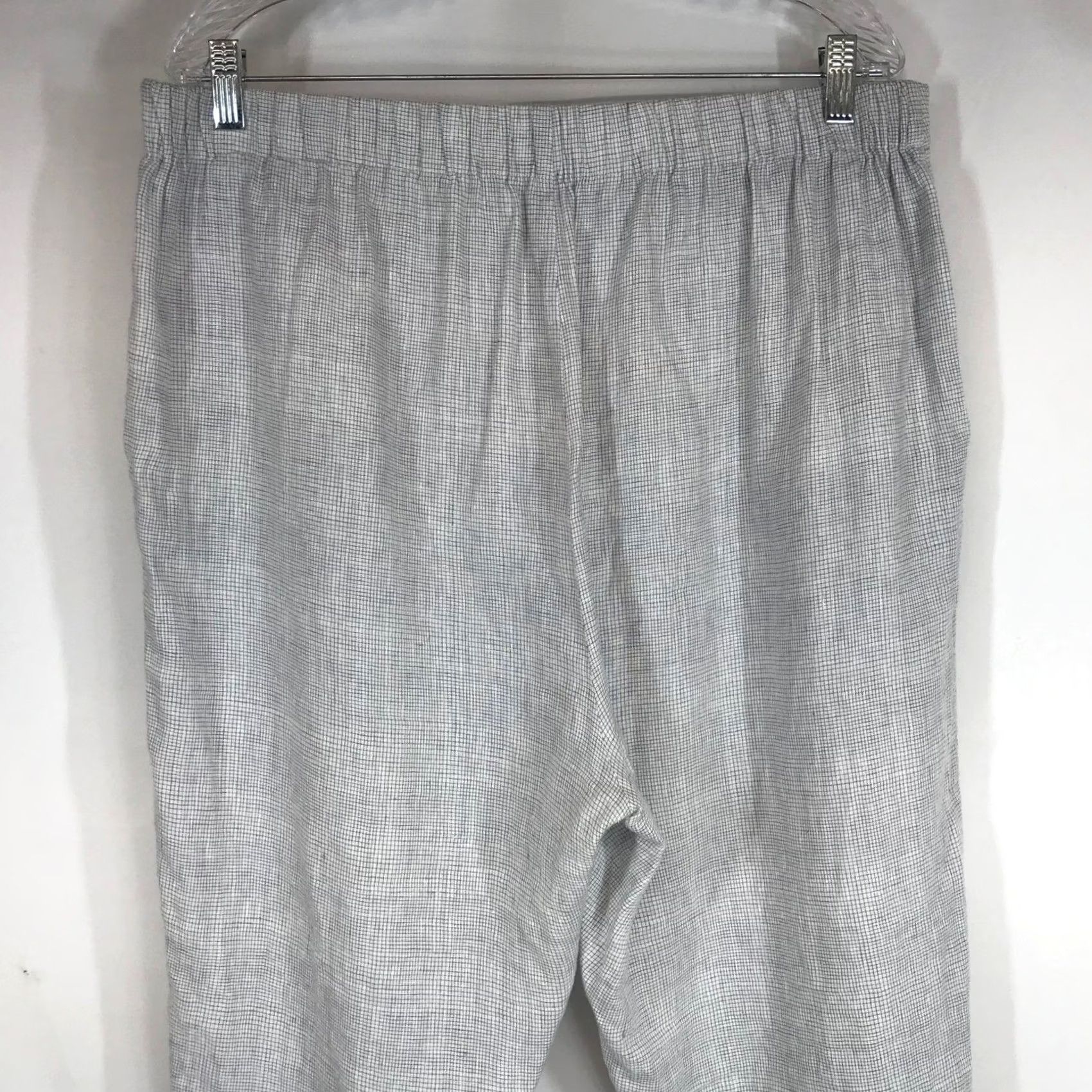 Habitat Habitat Cropped Pants Elastic Back Tie Hem Womens Large Grey White Micro Check Linen Blend Chambray Casual Relaxed Knit? (Note: This is not allowed) Size 36" / US 14 / IT 50 - 7 Thumbnail