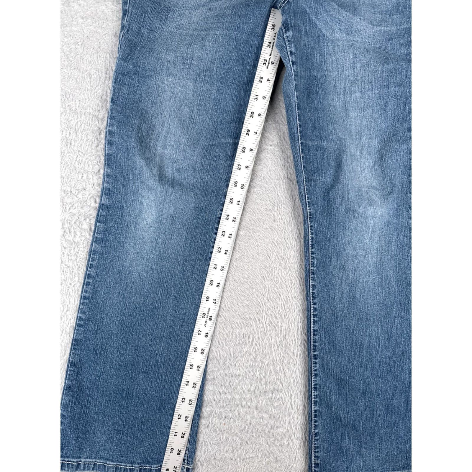 Denime Roz & Ali Jeans Women 12P Blue Denim Bootcut Mid Rise 30x28 Embellished Embroidered Logo 5-Pocket Design Cotton Denim Jeans Womens Size 34" / US 12 / IT 48 - 7 Thumbnail