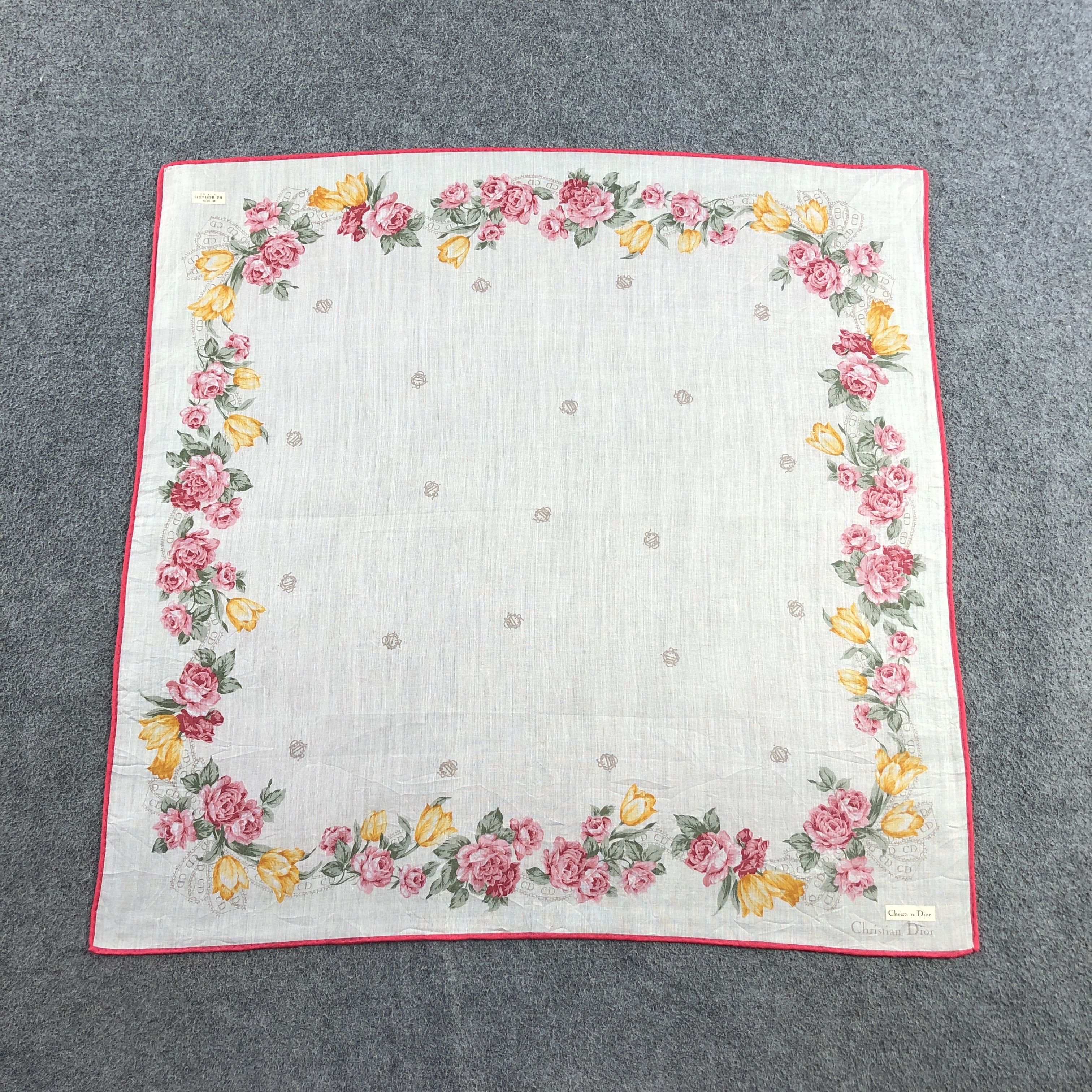 Christian Dior Monsieur Christian Dior Floral Handkerchief Neckerchief Bandana H2636 Size ONE SIZE - 1 Thumbnail