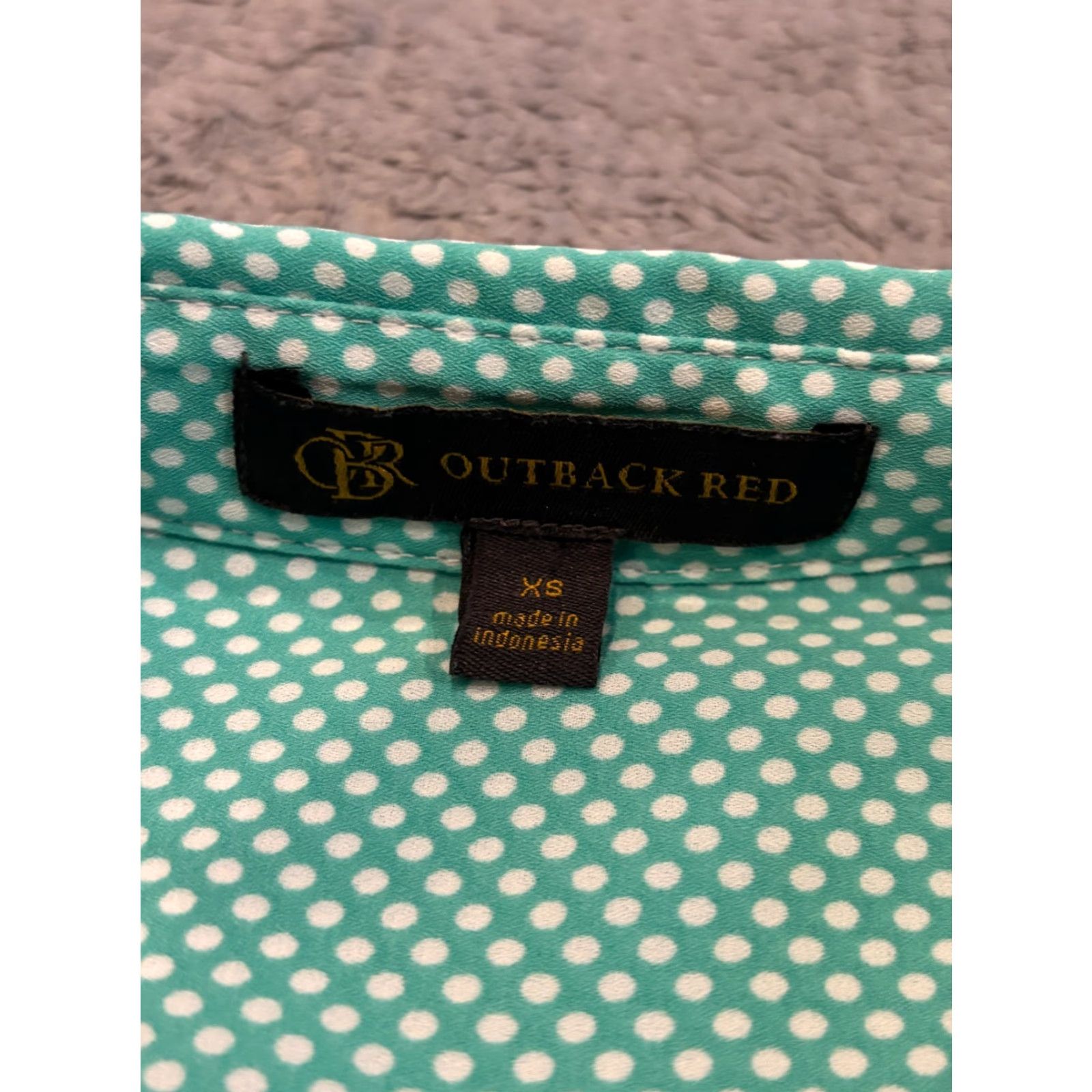 Vintage Outback Red Blouse Womens XS Polka Dot Long Sleeve Button Green Collared Casual Size XS / US 0-2 / IT 36-38 - 2 Thumbnail