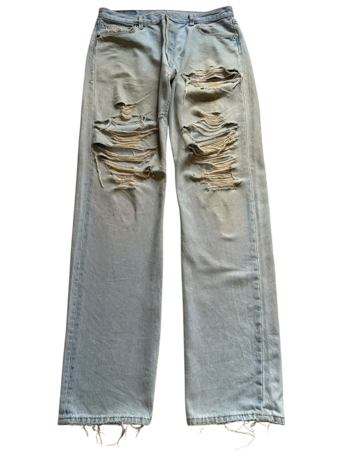 Vintage 90s Levis 501 Mud Wash Distress Ripped Loose Jeans