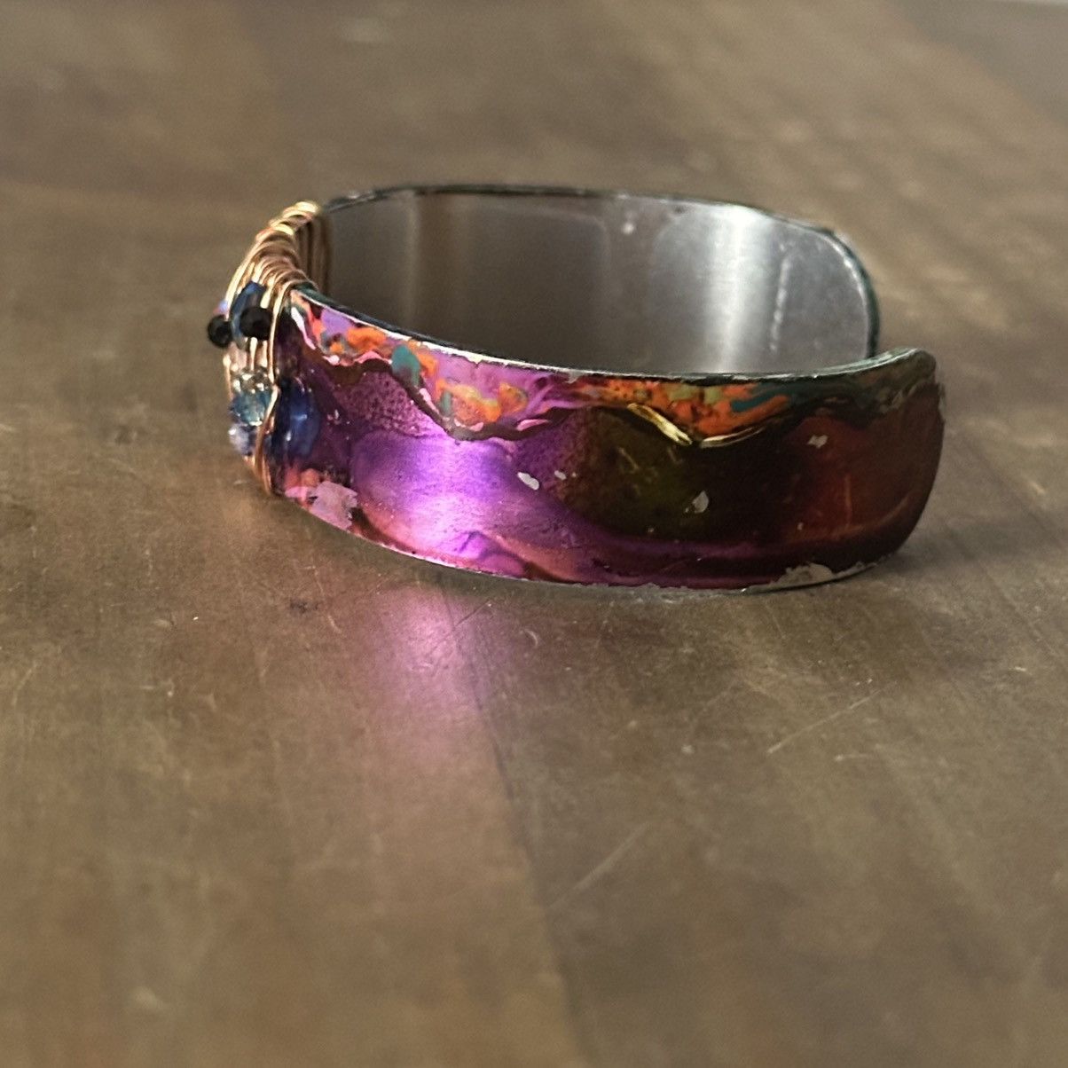 Other Handmade tie dye wire wrapped charm bangle cuff bracelet Size ONE SIZE - 6 Thumbnail