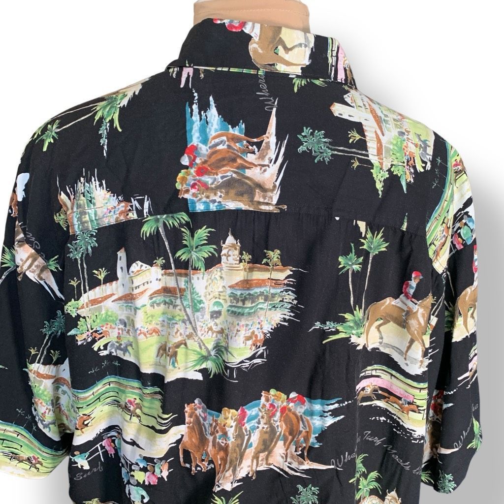 Vintage Vintage Kahala Hawaiian Shirt Black Horse Racing Surf Print Size US XL / EU 56 / 4 - 2 Thumbnail