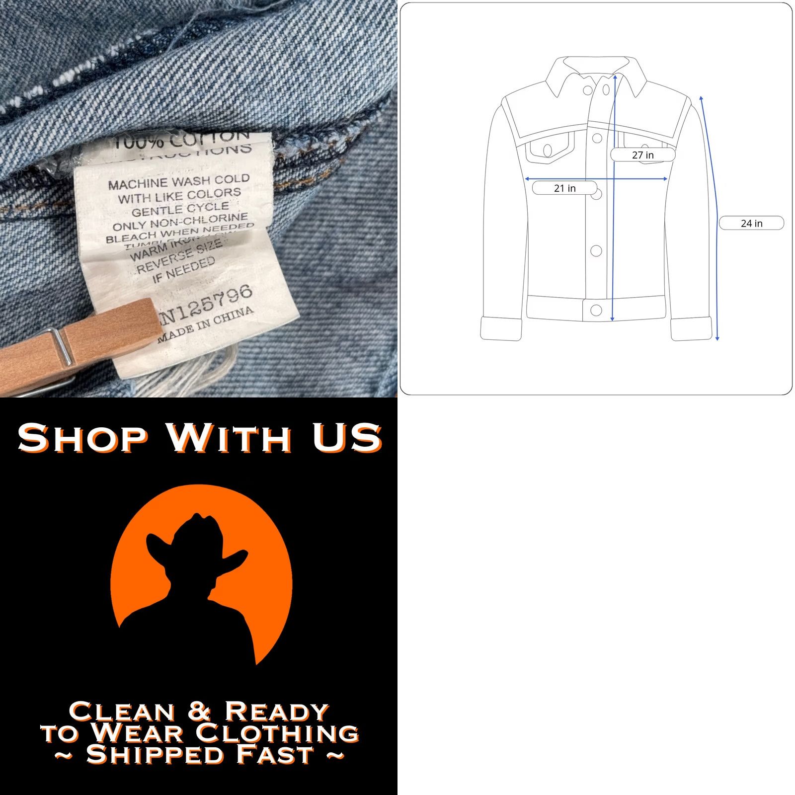 Denime Rolling Paper Jacket Mens LARGE Blue Jean Denim Distressed Splatter 90s Punk Retro Rock Casual Size Large Size US 33 - 8 Thumbnail