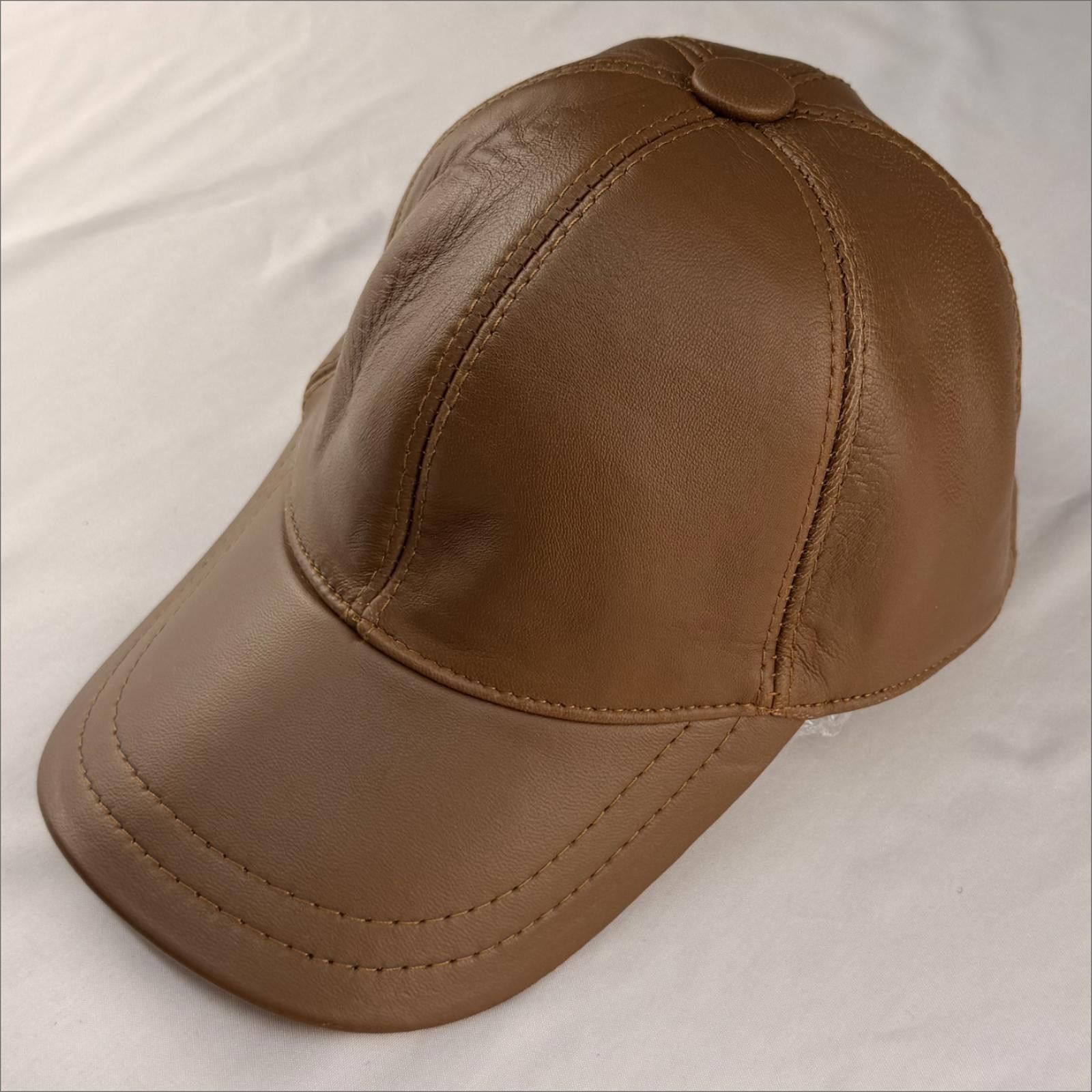 Other NEW Brown Leather Baseball Cap - Premium Hat 086 Size ONE SIZE - 3 Thumbnail