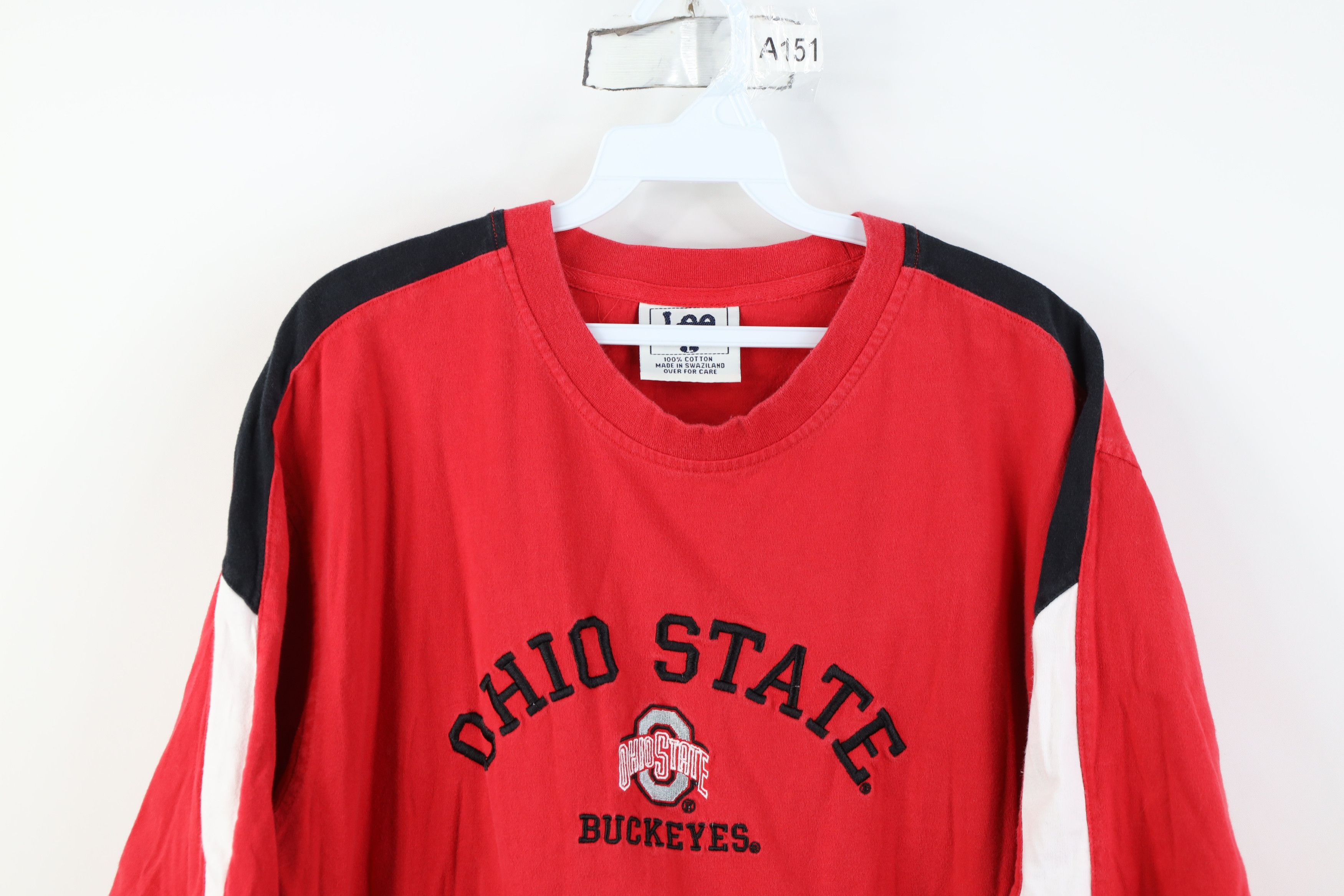 Vintage Vintage 90s Spell Ohio State University T-Shirt Red Cotton Size US L / EU 52-54 / 3 - 2 Thumbnail