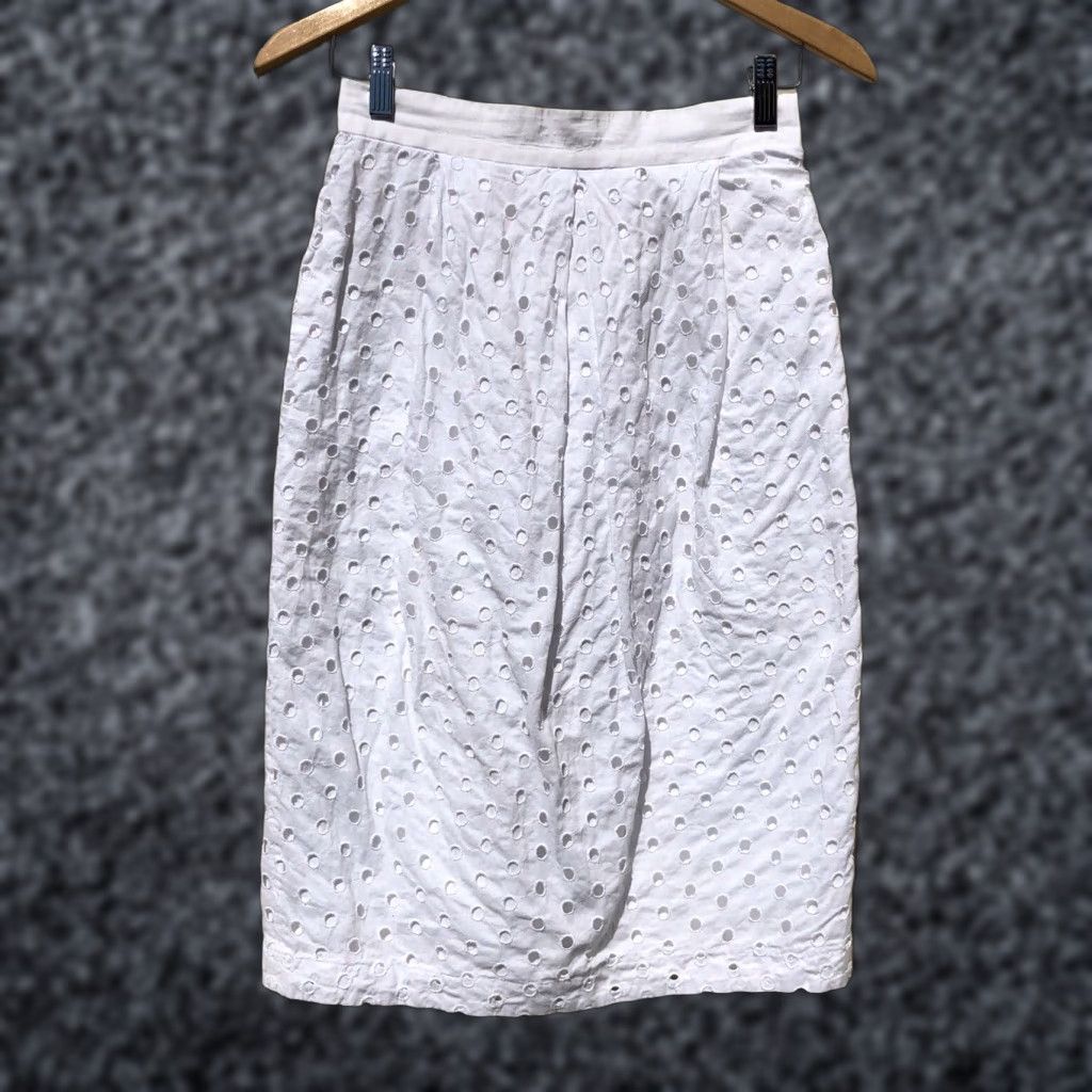 Opening Ceremony Opening Ceremony White Cotton Eyelet Pleated Pencil Skirt M Size Women Dress Pencil Skirt Knee Length Womens Size 32" / US 10 / IT 46 - 1 Thumbnail