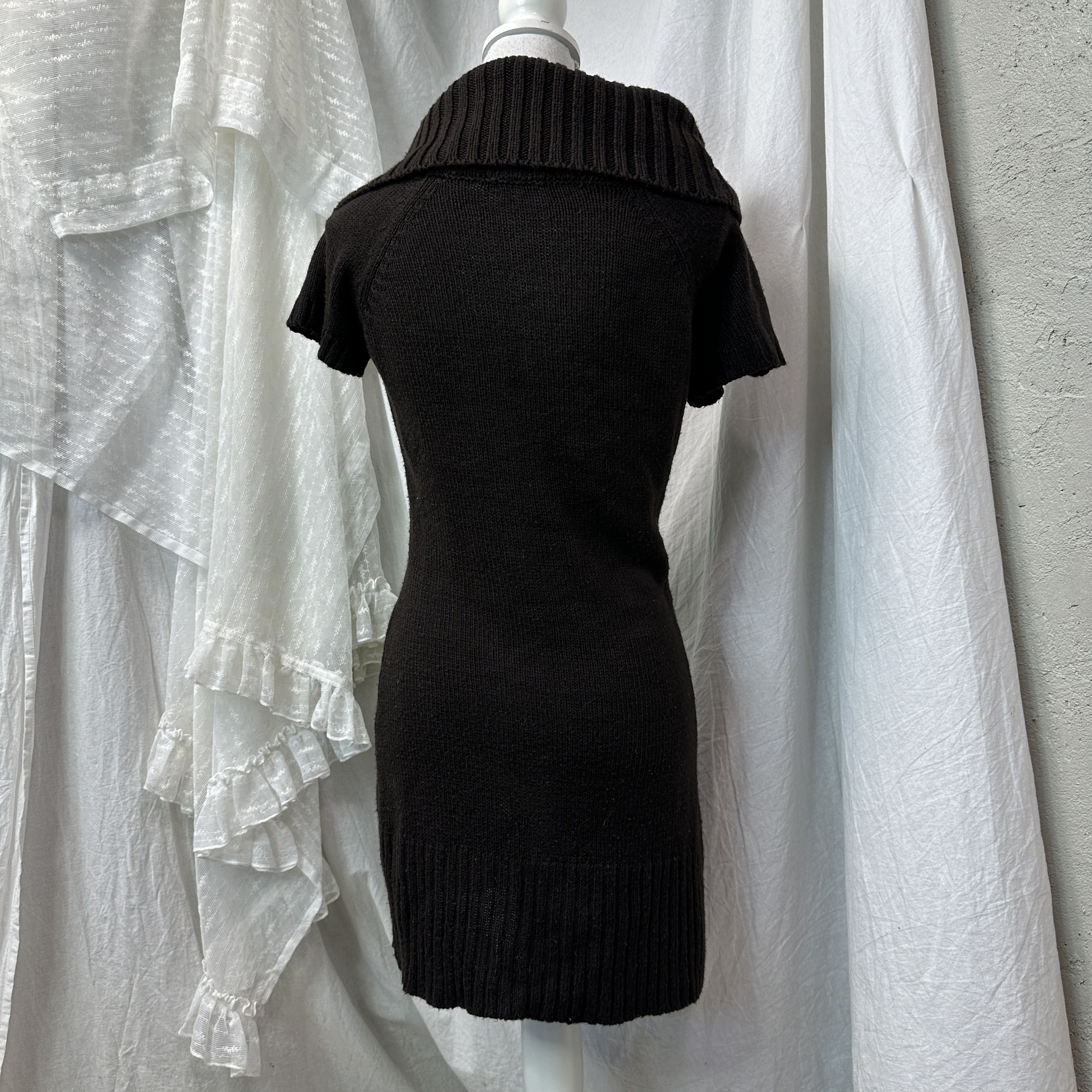 Vintage Vintage Knitted Asymmetrical Big Collar Dress Y2K Size S / US 4 / IT 40 - 3 Thumbnail