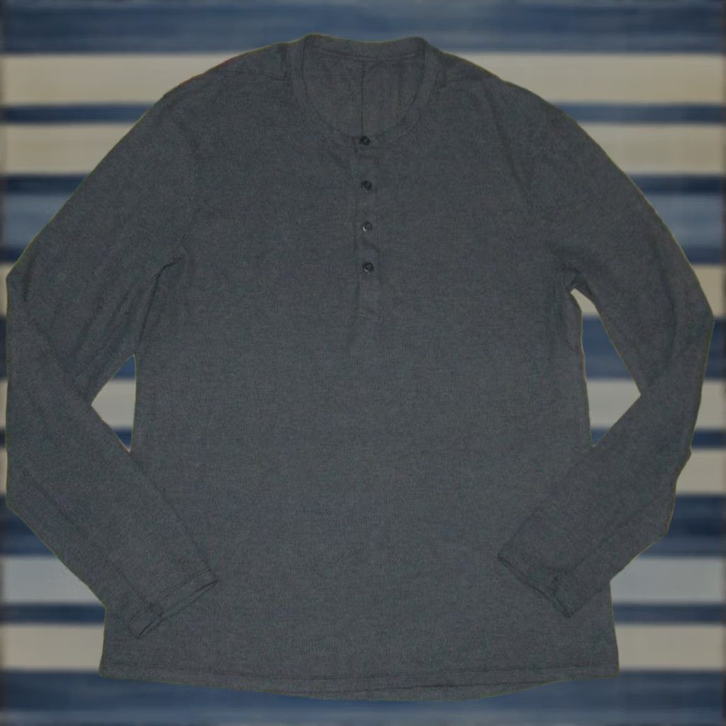 Lululemon LULULEMON Blue Thermal Long Sleeve Henley Shirt Large Mens Size US L / EU 52-54 / 3 - 1 Thumbnail