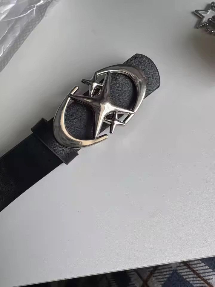 Japanese Brand Black Triple Star Pu Leather Belt Size 30 - 3 Thumbnail