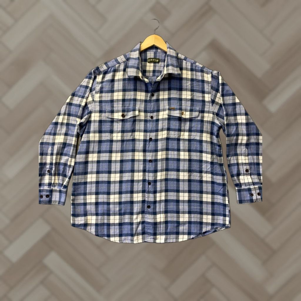 Orvis Orvis Button Shirt Mens XL Blue Long Sleeve Plaid Check Cotton /0154 Size US XL / EU 56 / 4 - 1 Thumbnail