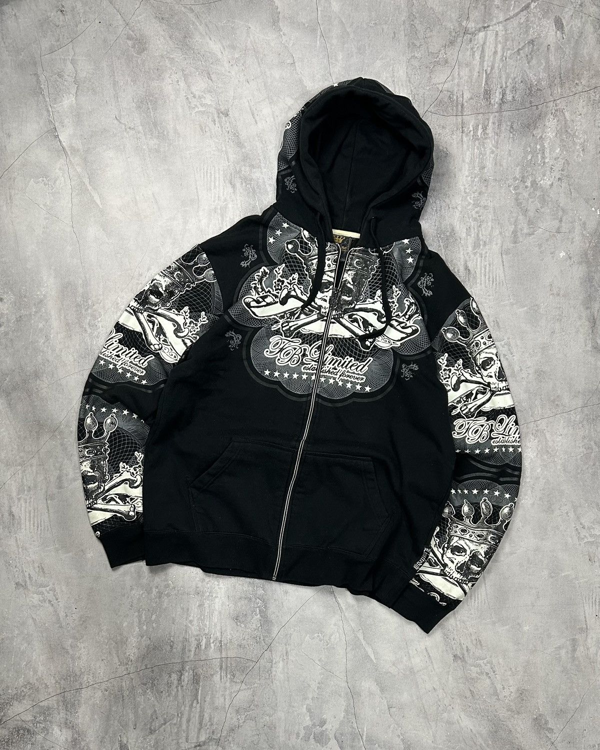 Japanese Brand × Vintage Vintage zip hoodie Fishbone streetwear tattoo y2k swag hype Size US XXL / EU 58 / 5 - 1 Thumbnail