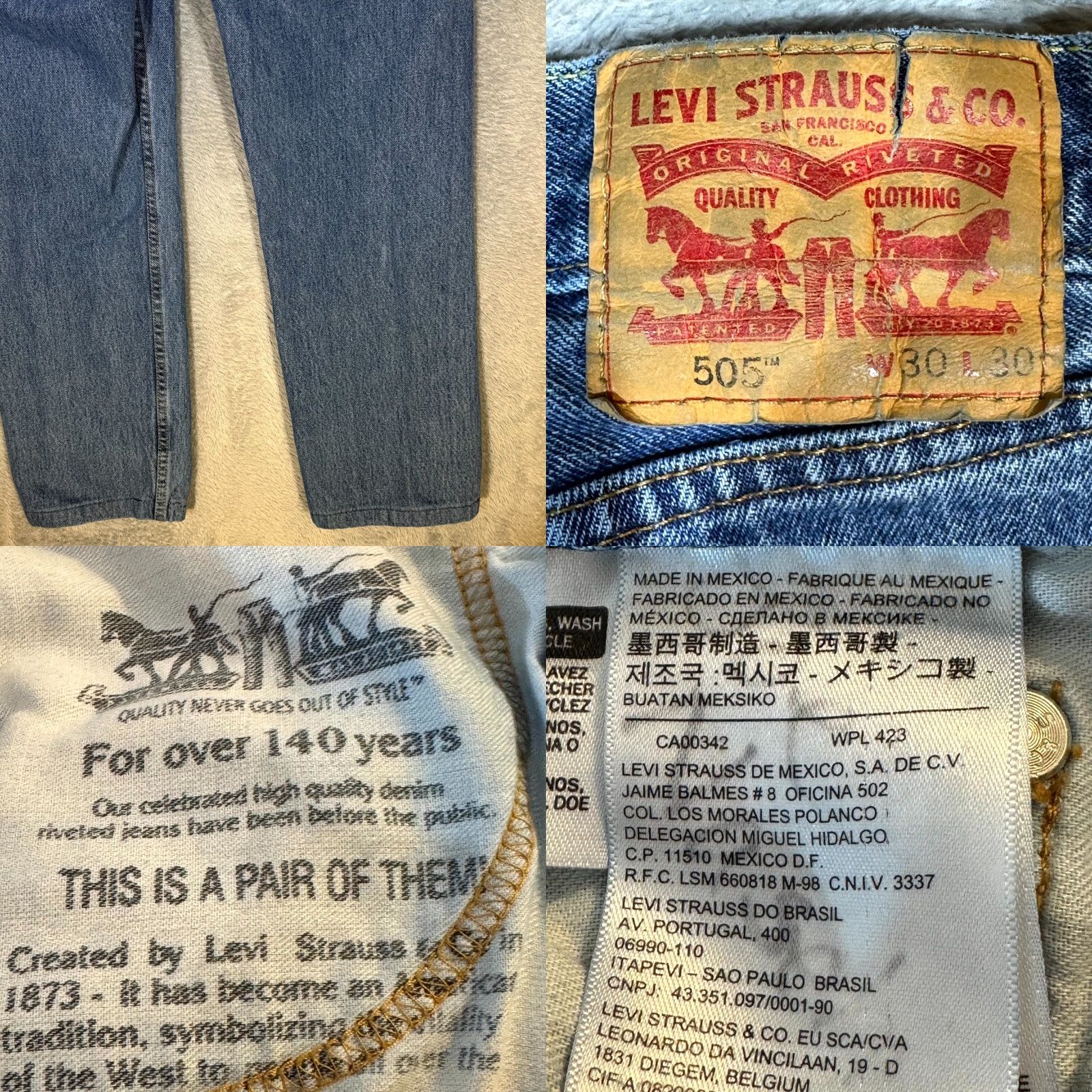 Levi's VINTAGE? No. Levi's 505 Jeans Men 30 X 30 Blue Denim Mid-Rise Regular Fit Straight Leg M1649 Size US 30 / EU 46 - 8 Thumbnail
