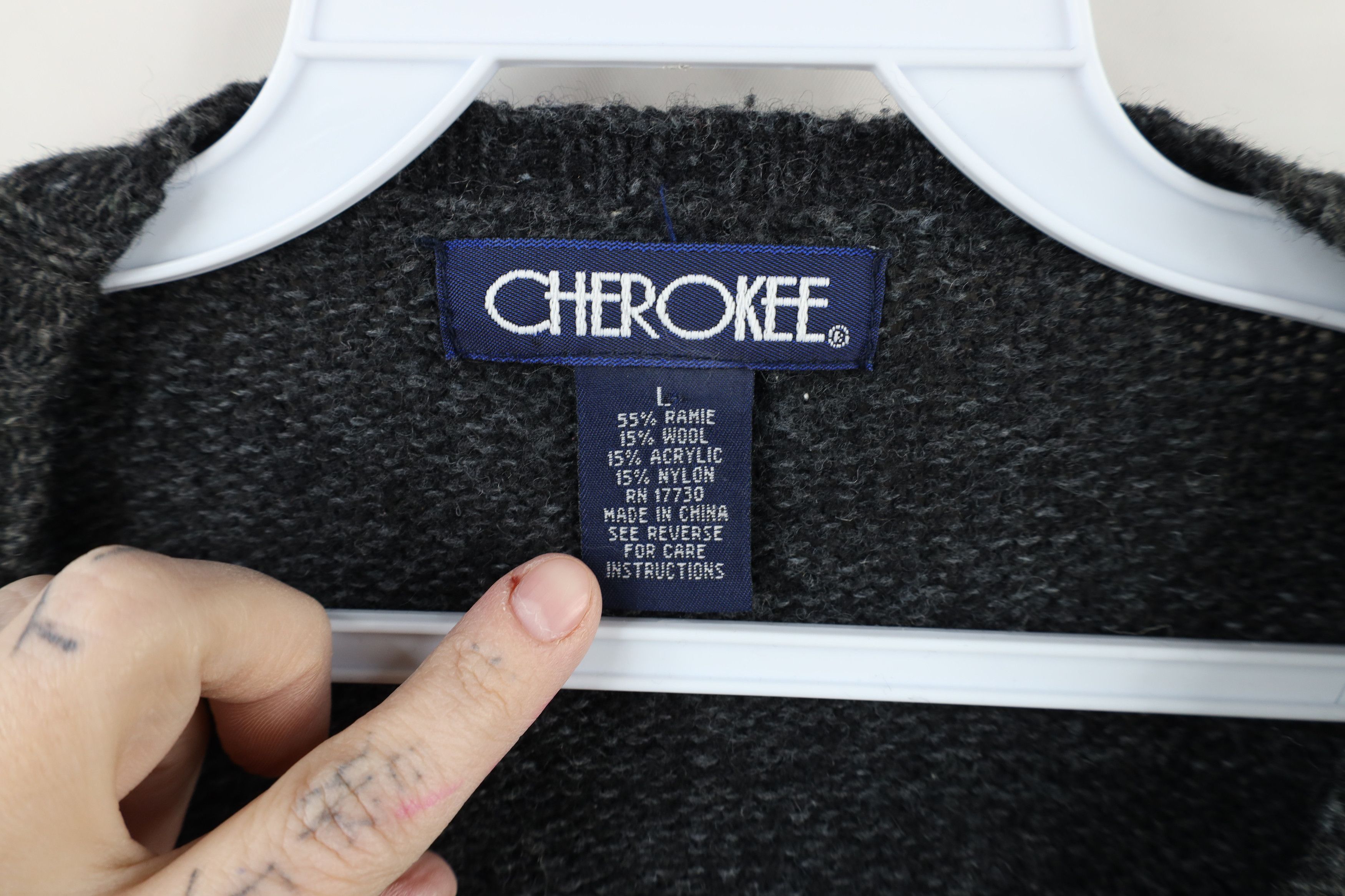 Vintage Vintage 90s Streetwear Wool Blend Knit V-Neck Sweater Size US L / EU 52-54 / 3 - 4 Thumbnail
