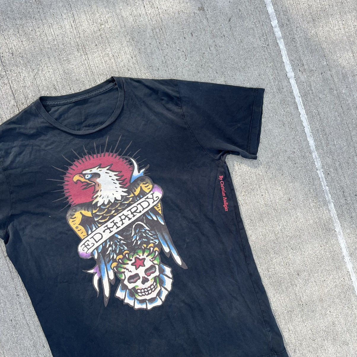 Christian Audigier × Ed Hardy × Vintage Ed hardy Christian audigier Y2K black flag tee drip crystal Size US L / EU 52-54 / 3 - 4 Thumbnail