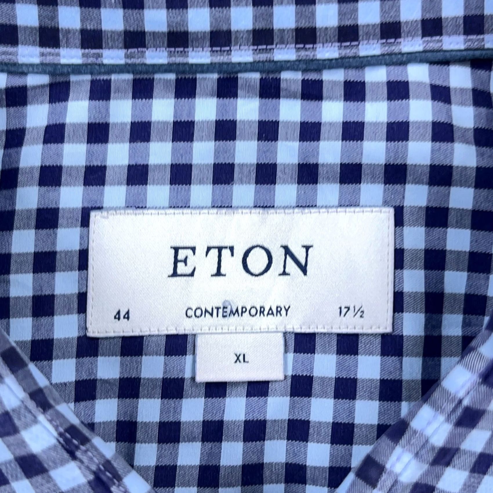 Eton Eton Shirt Mens XL Blue Men Check Button Contemporary Fit Dress Plaid B51 Size 46R - 3 Thumbnail