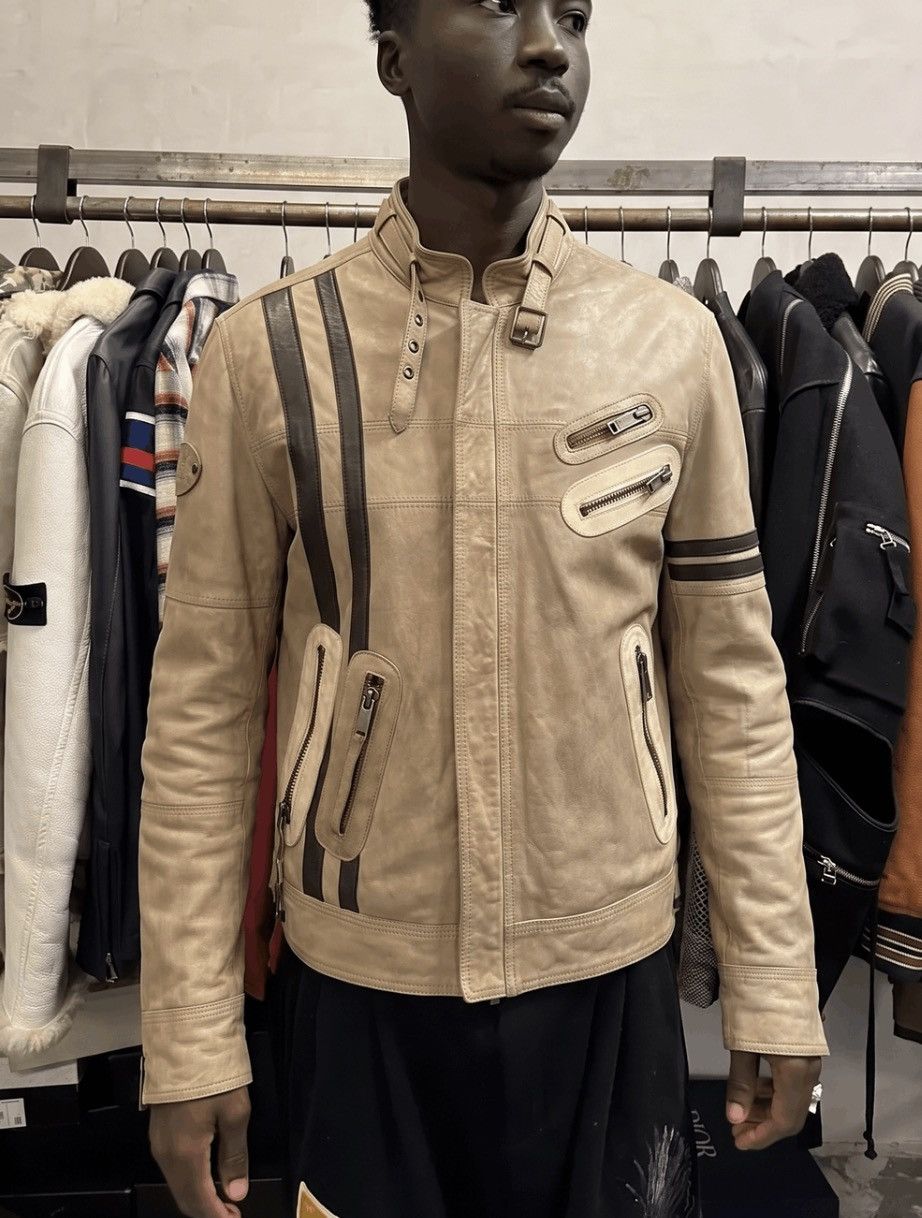 Dolce & Gabbana AW2004 Dolce & Gabbana Astro Biker Cafe Cream Leather Jacket Size US L / EU 52-54 / 3 - 2 Thumbnail
