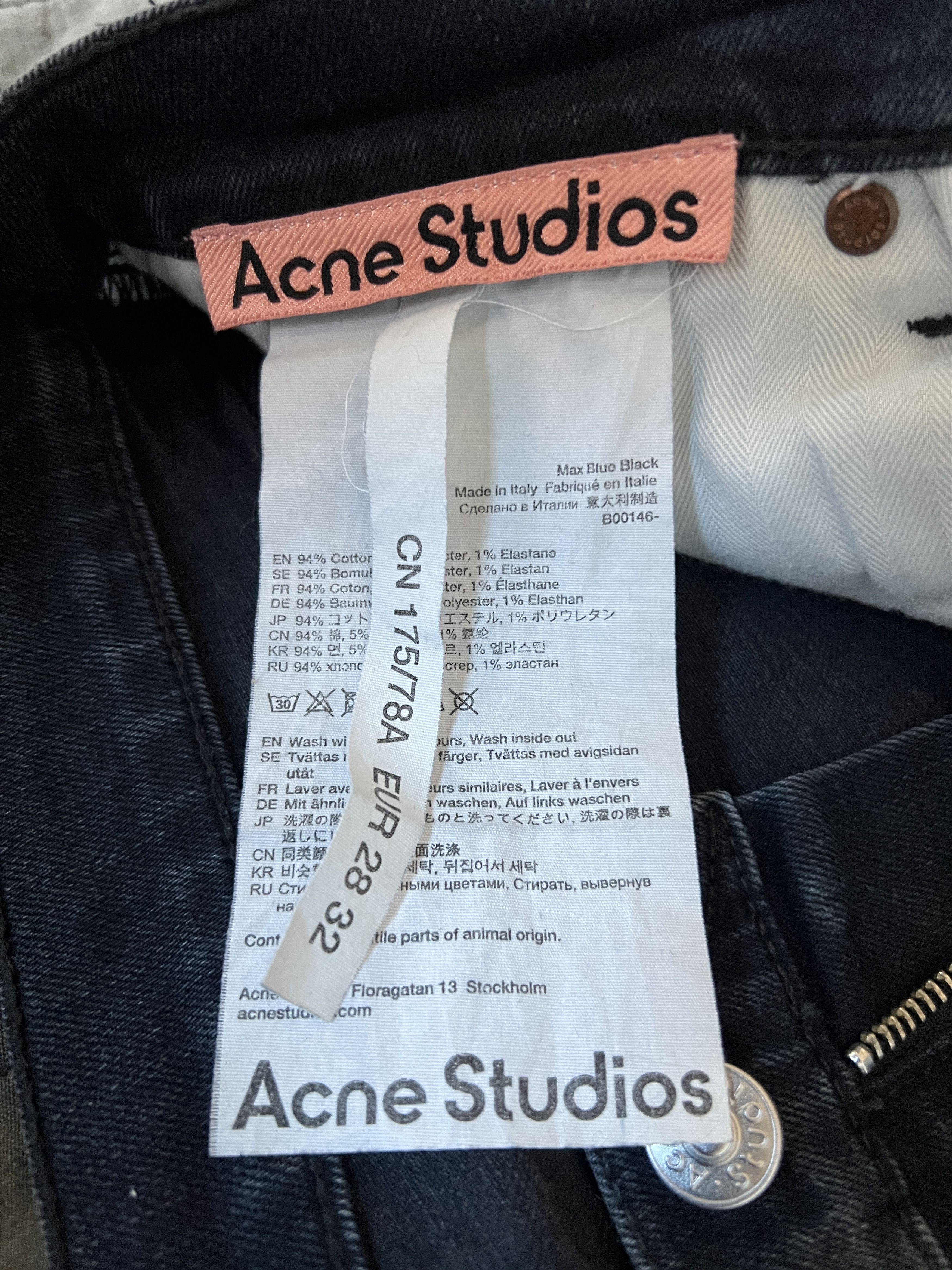 Acne Studios Max Blue Black Jeans Size US 28 / EU 44 - 7 Thumbnail