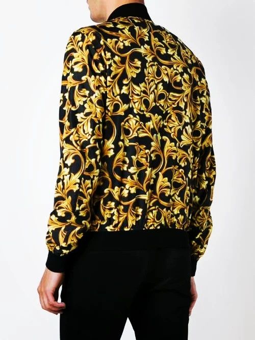 Versace Versace Jacket Black Gold Baroque Print Men's Bomber Jacke Size US XXL / EU 58 / 5 - 7 Thumbnail