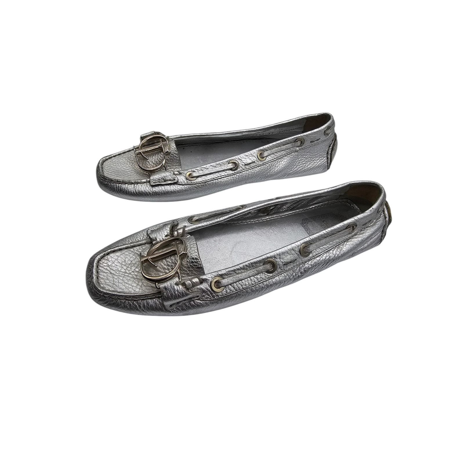 Dior Christian Dior Silver Leather Slip On Driving Loafers Sz 39 Size US 9 / IT 39 - 4 Thumbnail