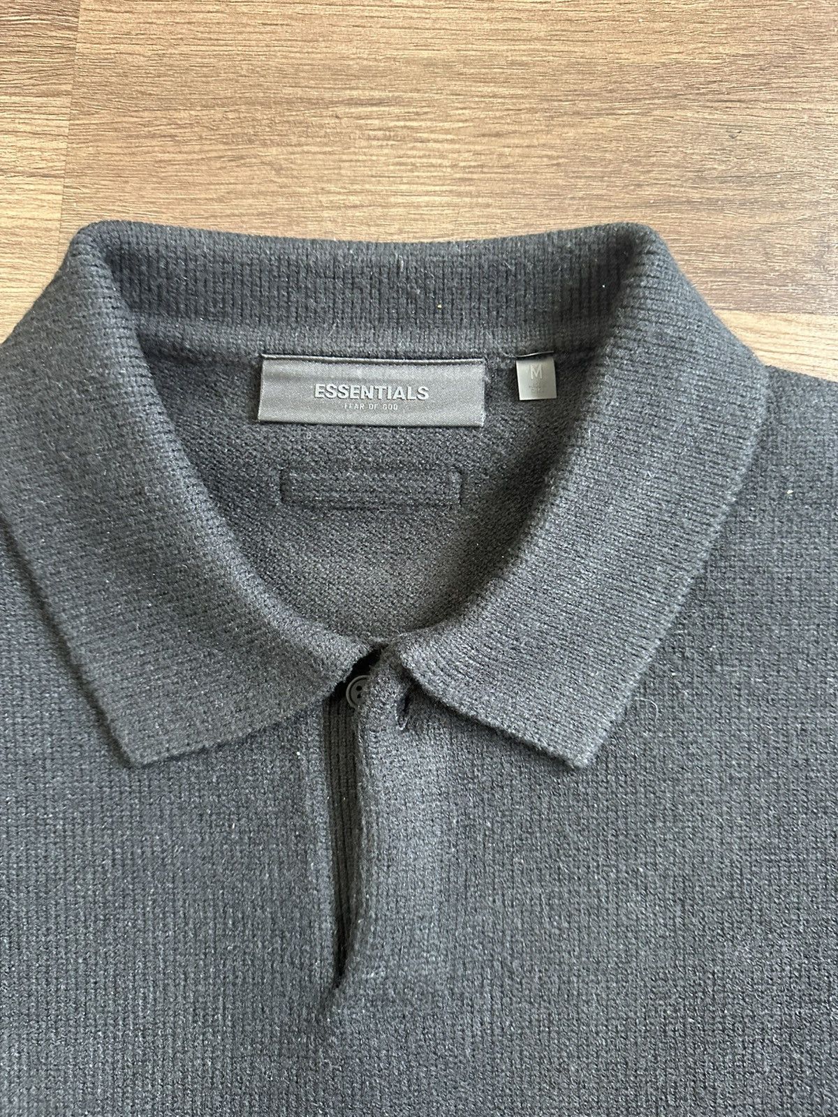 Fear of God Fear of God Essentials Jet Black Knit Polo Size US M / EU 48-50 / 2 - 2 Thumbnail