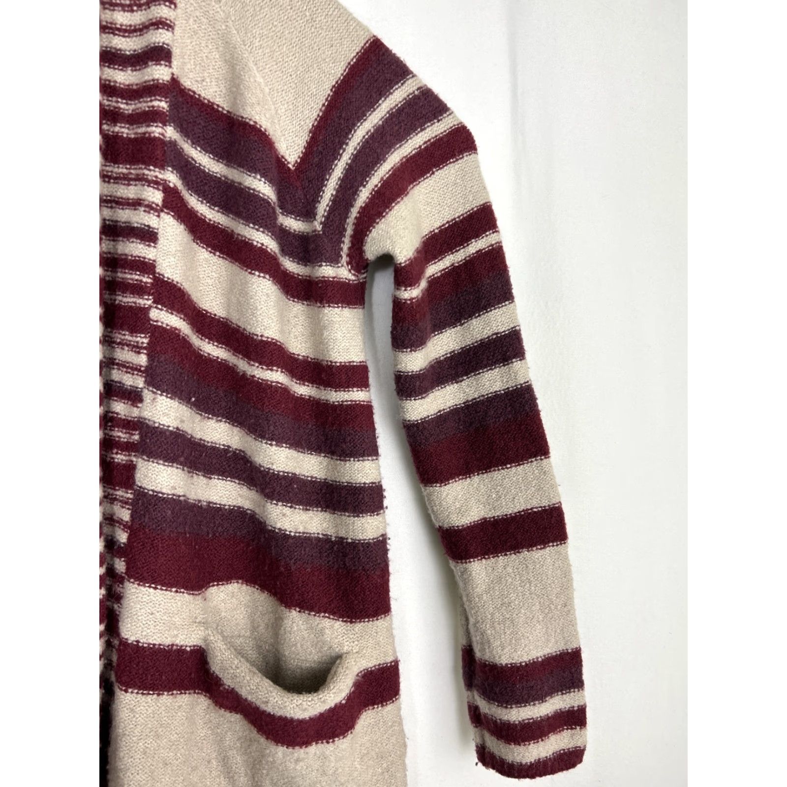 Lucky Brand Lucky Brand Cardigan Womens Medium Red Beige Striped Open Sweater Size M / US 6-8 / IT 42-44 - 4 Thumbnail