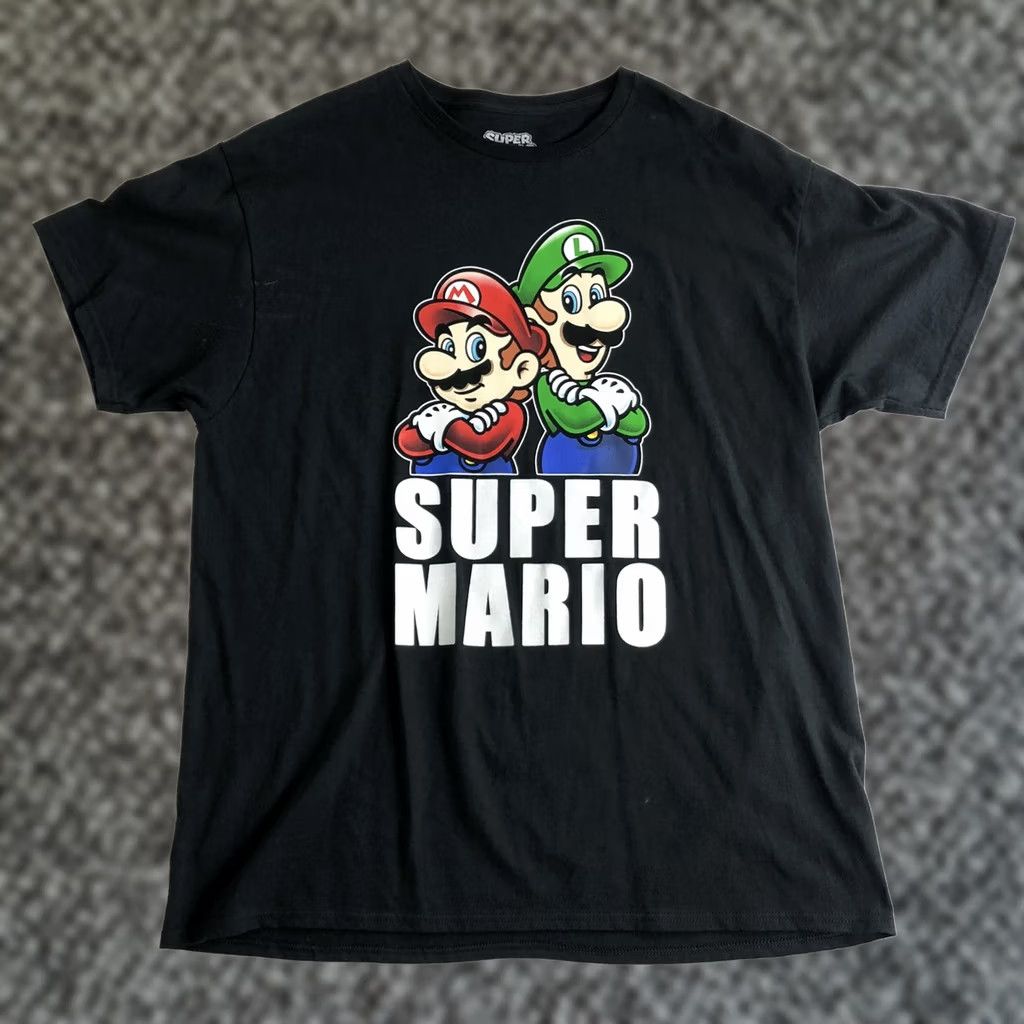 Nintendo Nintendo Super Mario T-Shirt Graphic Tee Mario & Luigi Black Mens XL Size US XL / EU 56 / 4 - 1 Thumbnail