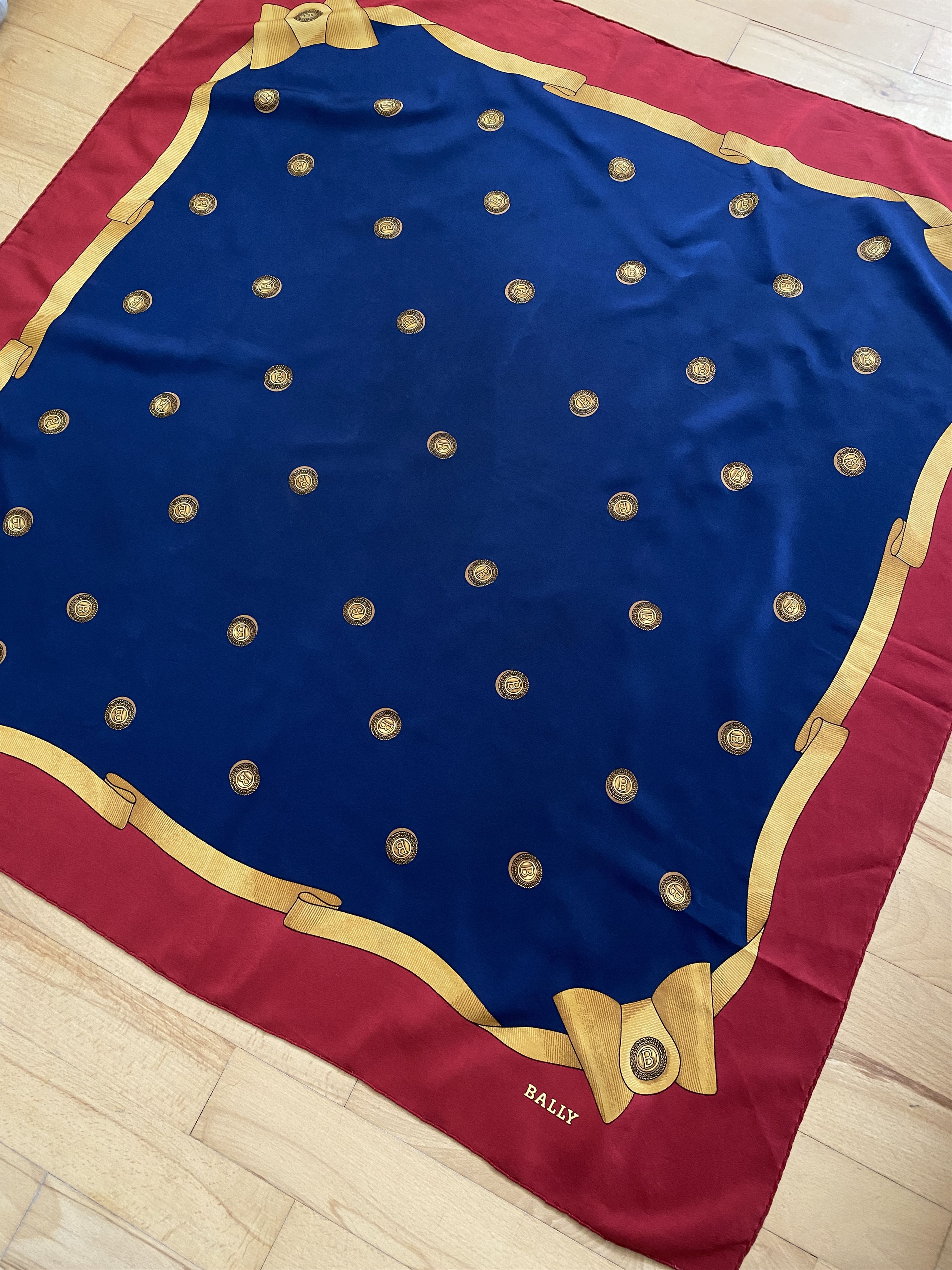 Bally × Vintage Vintage Bally Coin Monogram Silk Scarf Size ONE SIZE - 3 Thumbnail