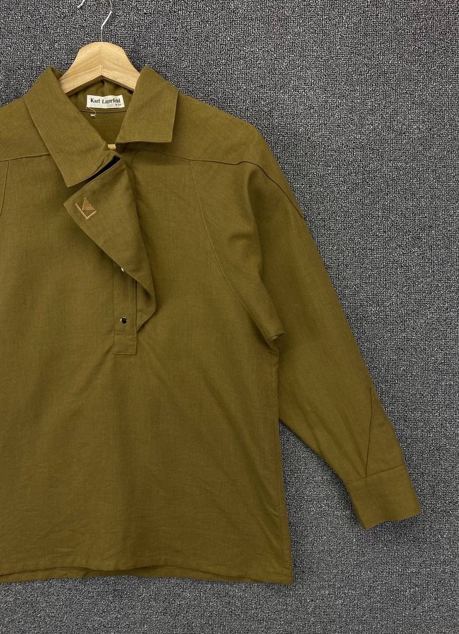 Karl Lagerfeld Vintage Karl Lagerfeld Army Green Blouse Size M / US 6-8 / IT 42-44 - 4 Thumbnail