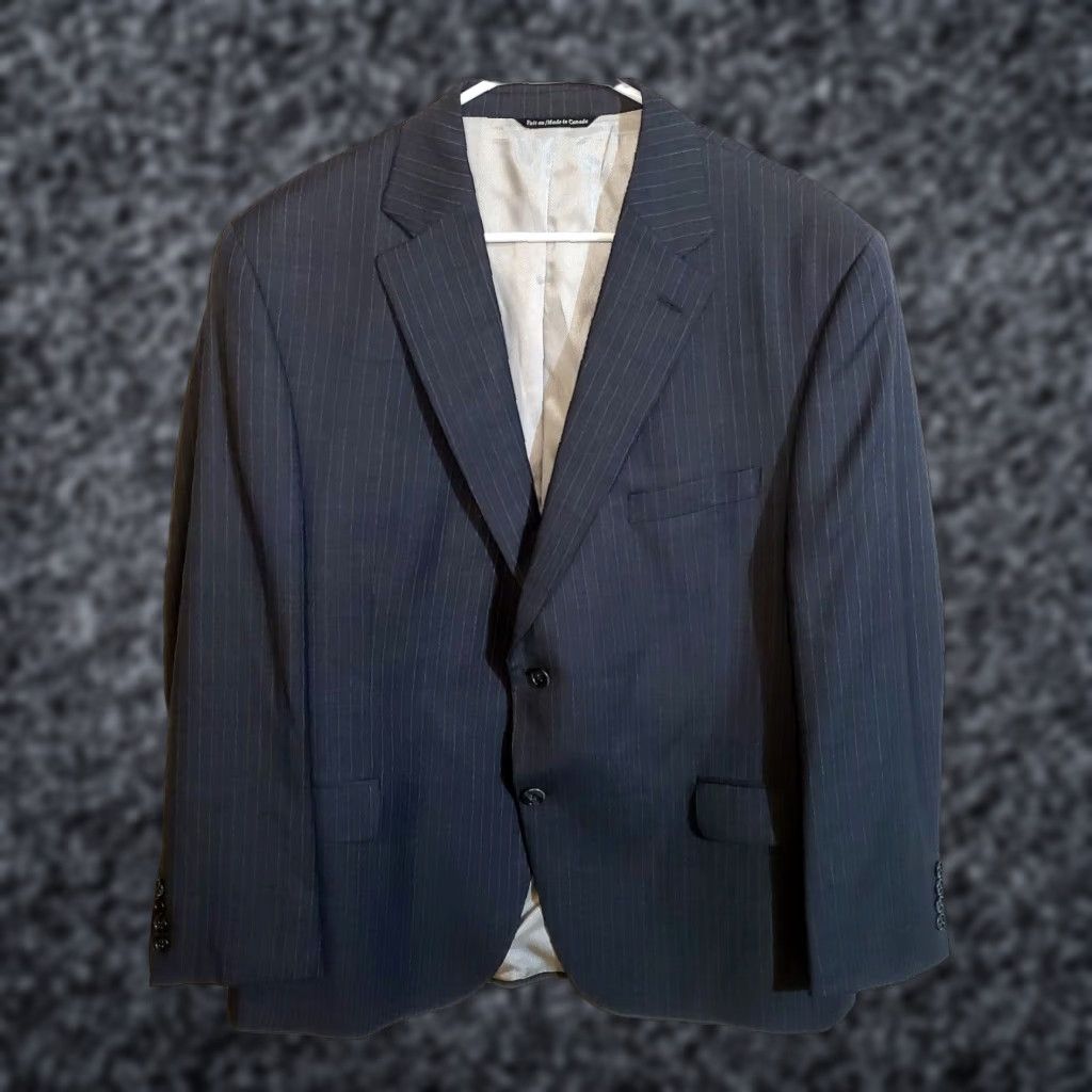 Jack Victor JACK VICTOR SELECT Blue Pin Strip 100% Wool Valentino CT 2-Button Suit Jacket 46 Size 46R - 1 Thumbnail