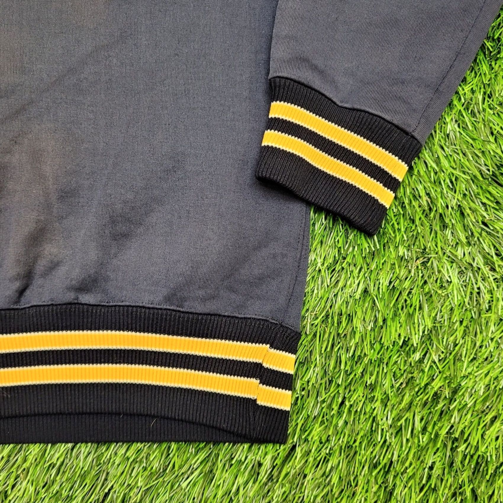 Champion VINTAGE Champion Sweatshirt M/L West-Point USA 70s 80s Military Crew Neck Pullover Navy Blue Yellow Trim Mens US Made Short Length Nylon Fleece Size US L / EU 52-54 / 3 - 5 Thumbnail
