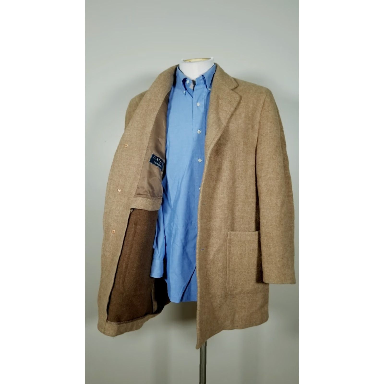 Canali Canali Coat Wool Brown Overcoat 40R Mens Classic Tweed Short 34" Lined Button Beige Tan Vintage No N/A Size US XXS / EU 40 - 3 Thumbnail