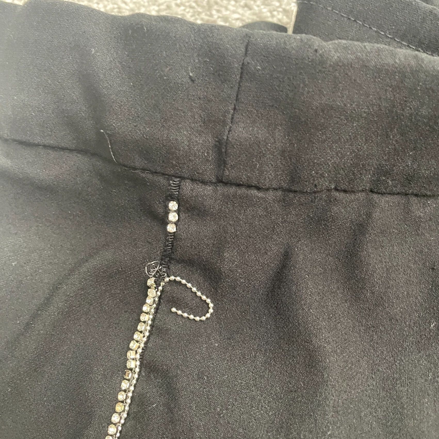 Vintage Beaded Retrology Ankle Pants Womens Large Black Straight Casual Pull On 32x25.5 Size 36" / US 14 / IT 50 - 4 Thumbnail