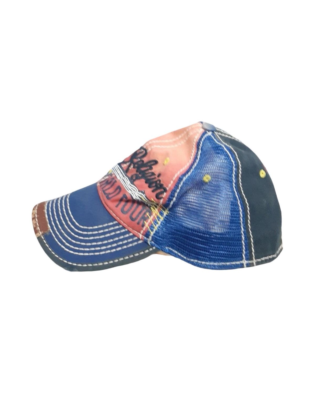 True Religion Sunshine Distressed Sashiko Stitched Base Ball Cap Size ONE SIZE - 3 Thumbnail