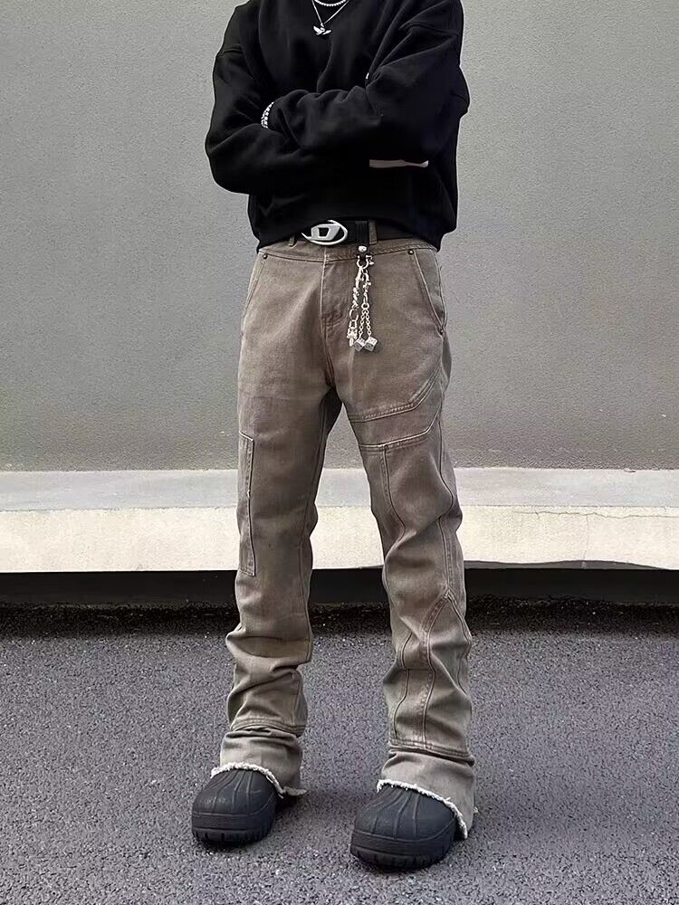 Vintage Maillard brown paneled bootcut work jeans