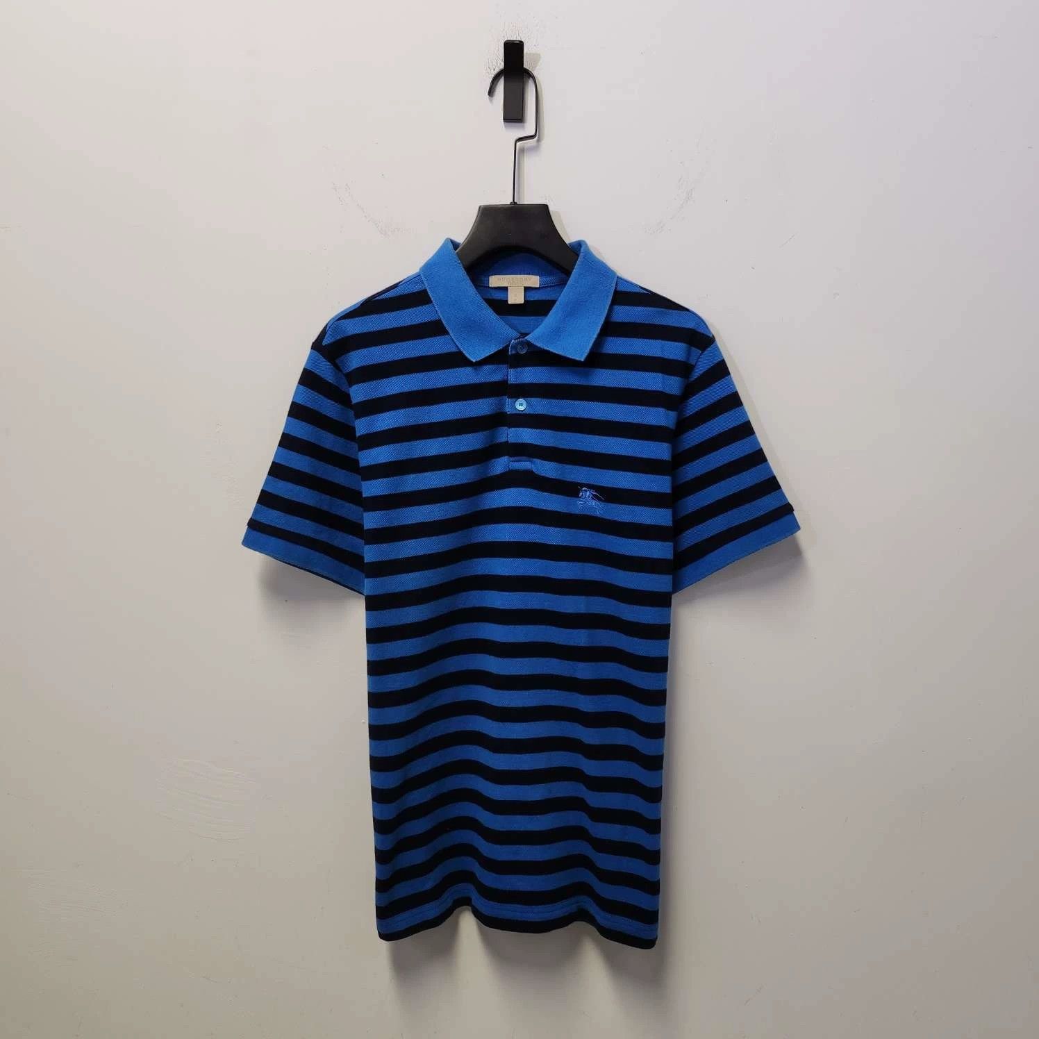 Burberry Blue Black Stripe Polo Shirt