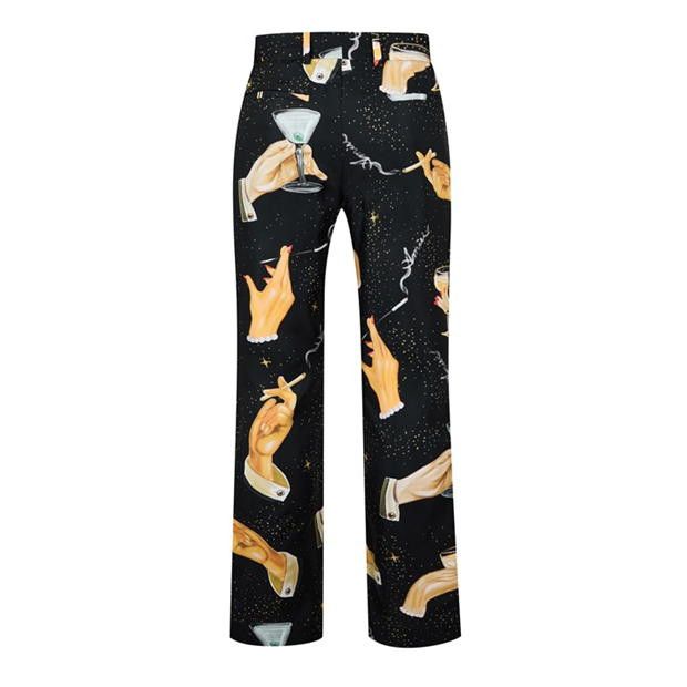 Amiri AMIRI Champagne Graphic-Print Wide-Leg Silk Trousers Size US 32 / EU 48 - 6 Thumbnail