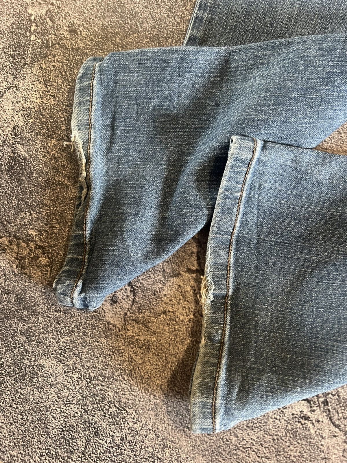 Japanese Brand Distressed Flared Slim Jeans / Faded Drip Style Y2K Size US 30 / EU 46 - 5 Thumbnail