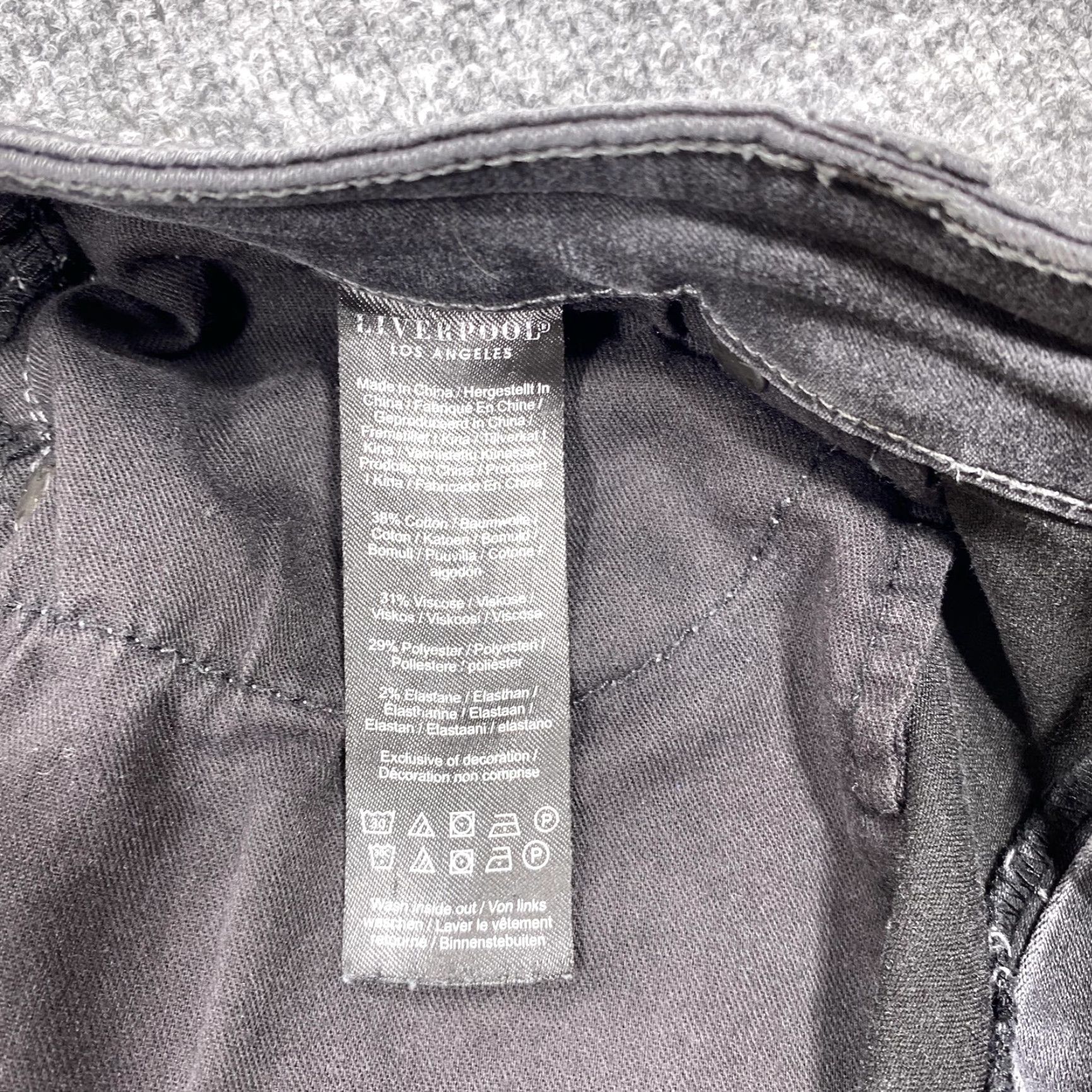 Vintage Liverpool High-Rise Ankle Jeans Womens 14/32 Gray Charcoal Slim Stretch Denim Size 36" / US 14 / IT 50 - 4 Thumbnail