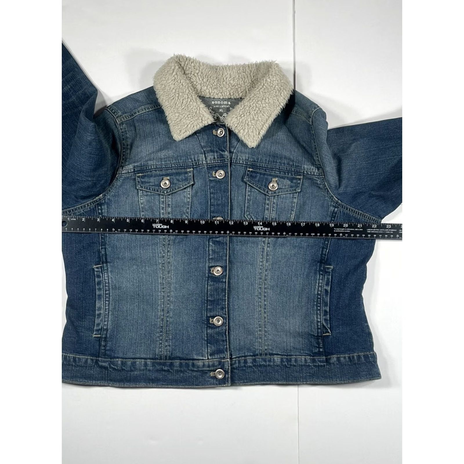 Denime VINTAGE Sonoma Lifestyle Jeans Women’s Blue Denim Jacket Button Pockets Size XL Size 40" / US 18 - 4 Thumbnail