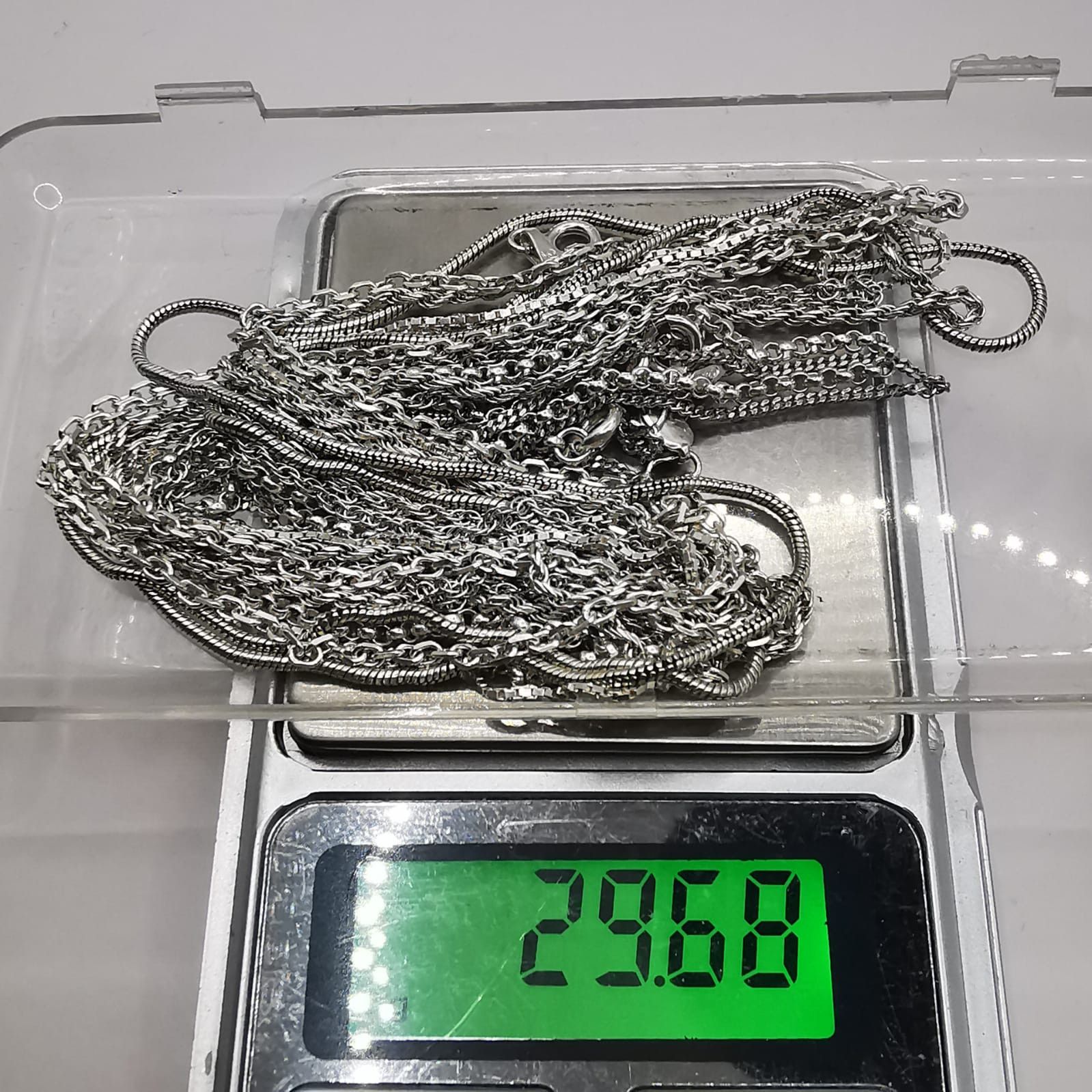 Sterling Silver Vintage 7 Chains Necklece,925 Sterling Silver,Signed, 29,68g Size ONE SIZE - 7 Thumbnail