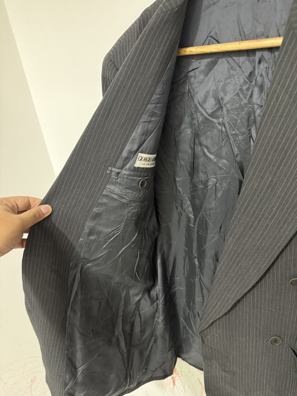 Giorgio Armani Vintage Giorgio Armani Double Breasted Stripe Blazer Size 44R - 9 Thumbnail