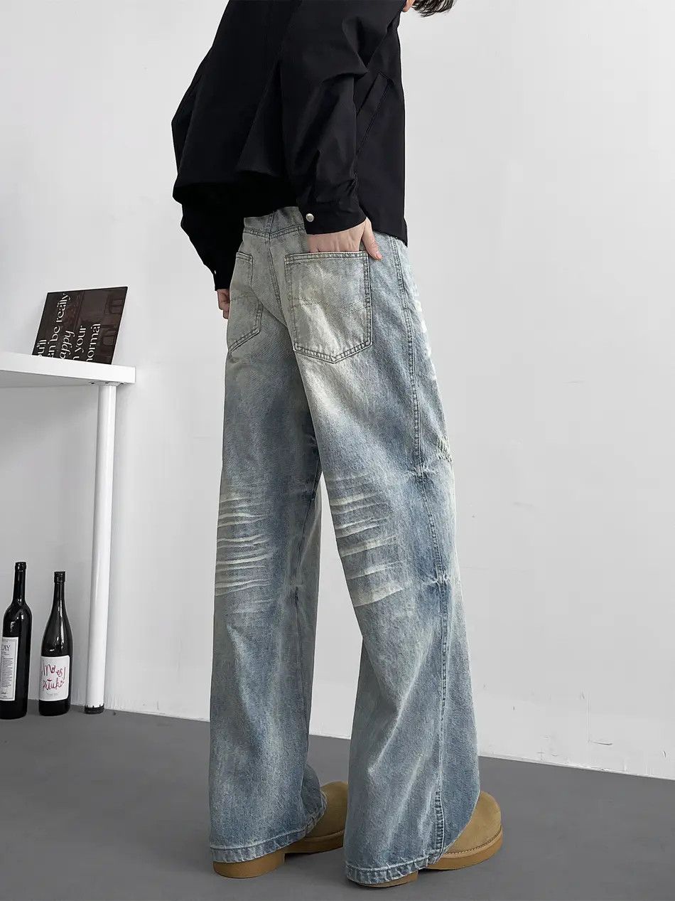 Japanese Brand × Jean Retro loose straight leg cat whisker jeans Size US 32 / EU 48 - 3 Thumbnail