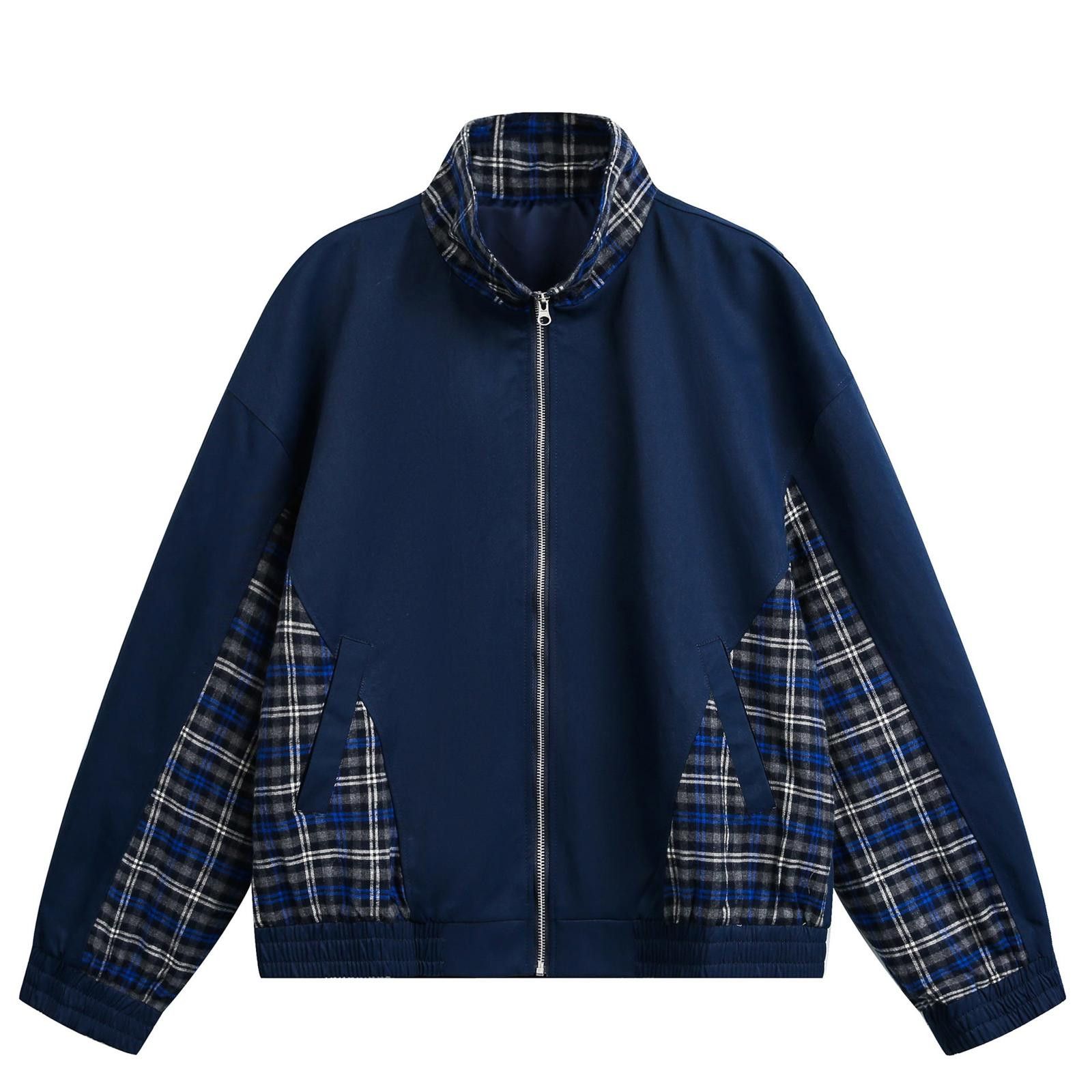 Other Navy Plaid Zip Work Jacket | Boxy Cargo Pocket Size US M / EU 48-50 / 2 - 1 Thumbnail
