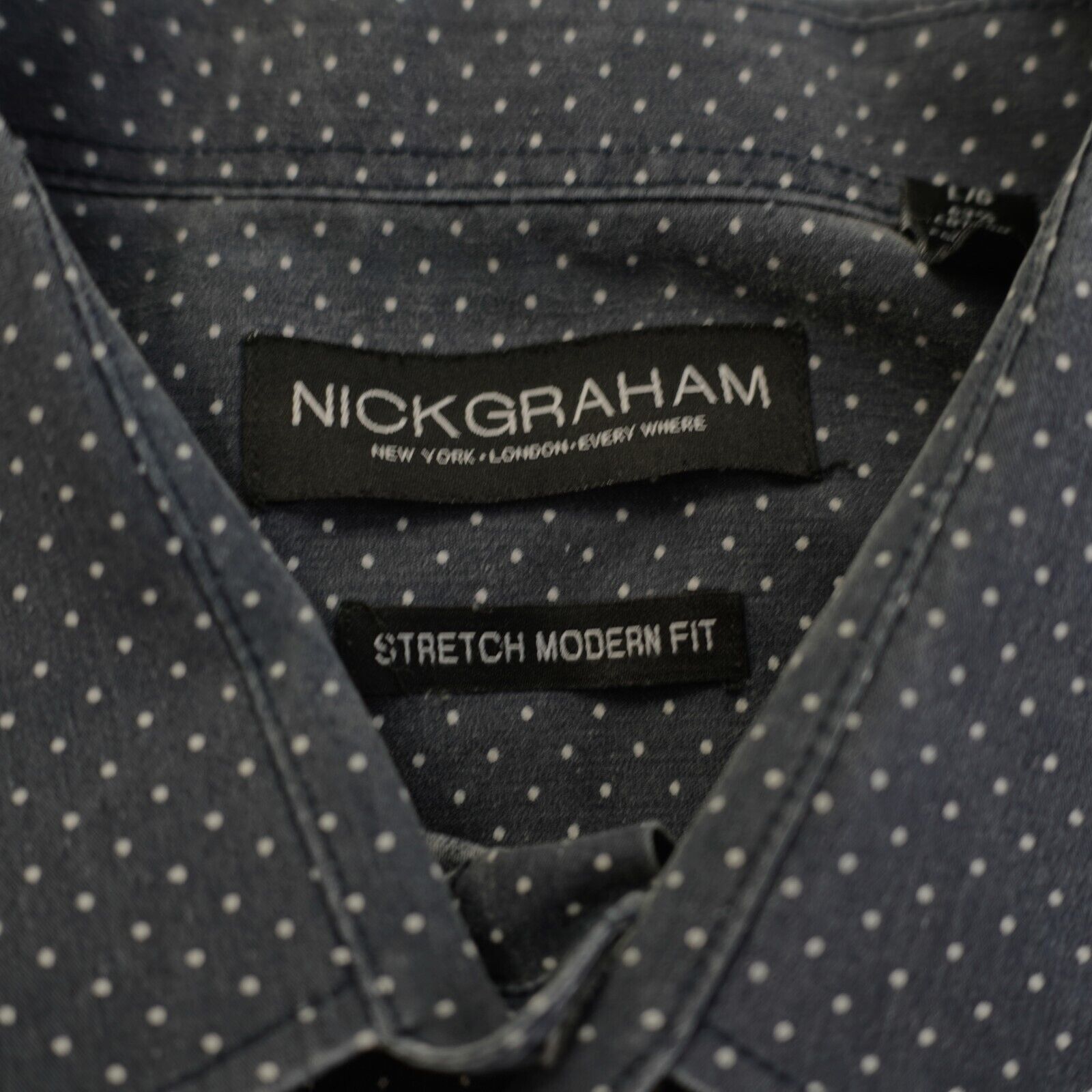 Designer DAMAGED Nick Graham Stretch Modern Fit Blue Polka Dot Large Size US L / EU 52-54 / 3 - 8 Thumbnail