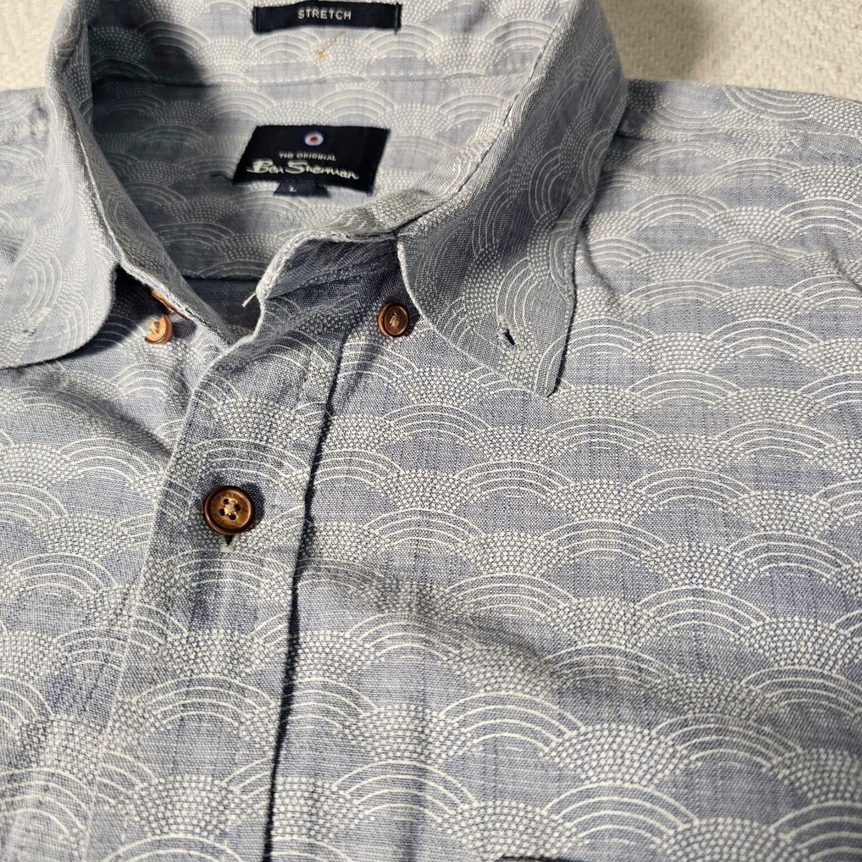 Ben Sherman Ben Sherman Men's Short Sleeve Button-Up Shirt L Blue Geometric Pattern Casual Summer Size US L / EU 52-54 / 3 - 3 Thumbnail