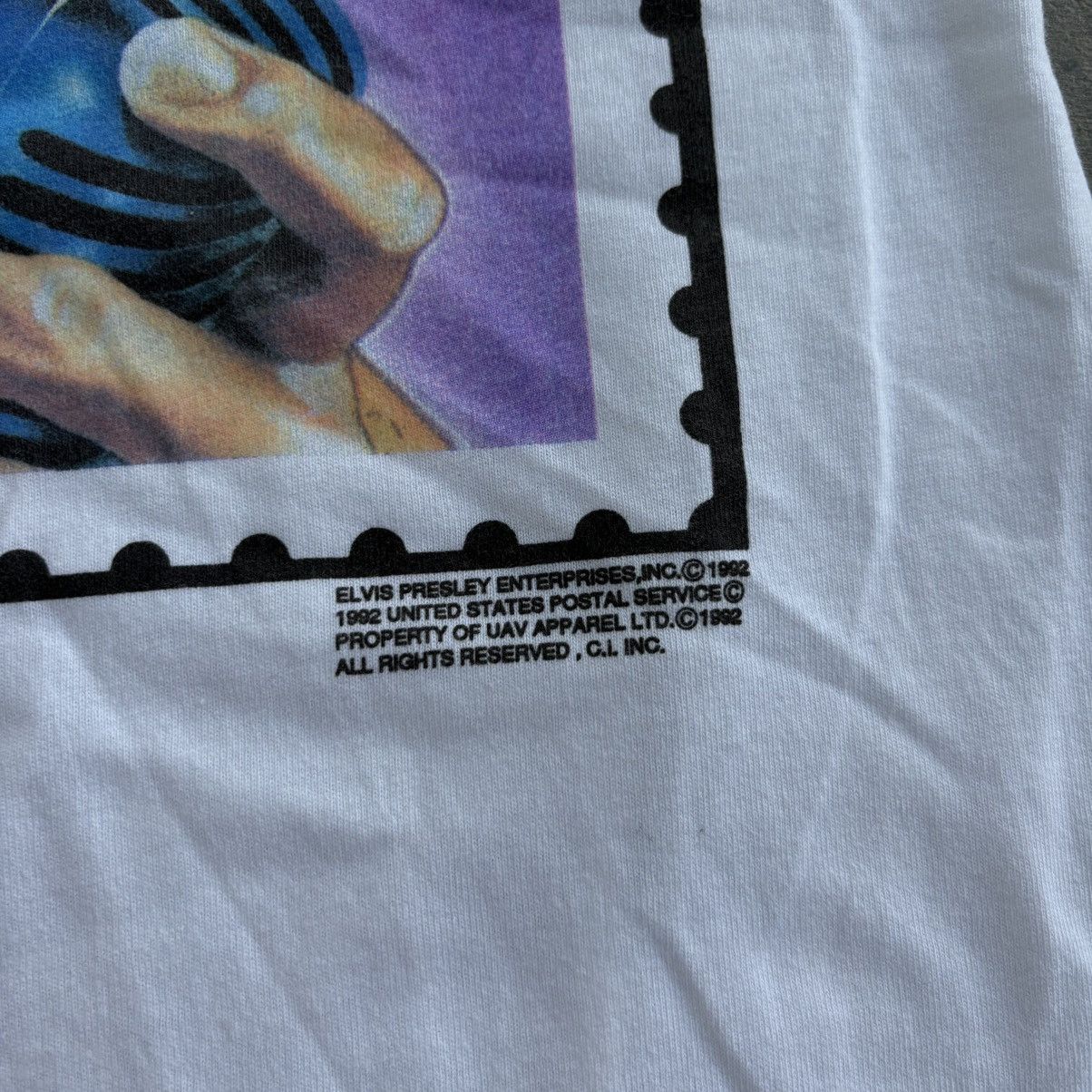Anvil × Vintage Vintage 1992 Elvis Anvil T-Shirt Large Postage Stamp White Size US L / EU 52-54 / 3 - 5 Thumbnail